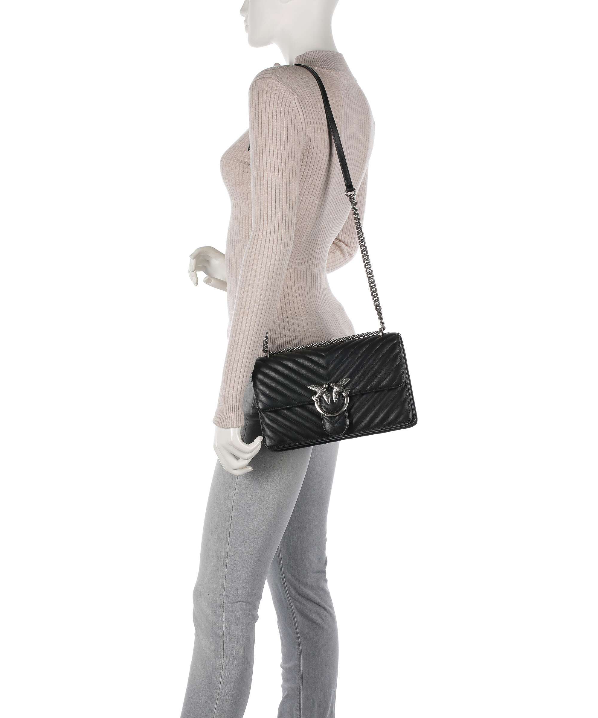 Pinko Love One Classic Shoulder bag nero/old silver - Image 3