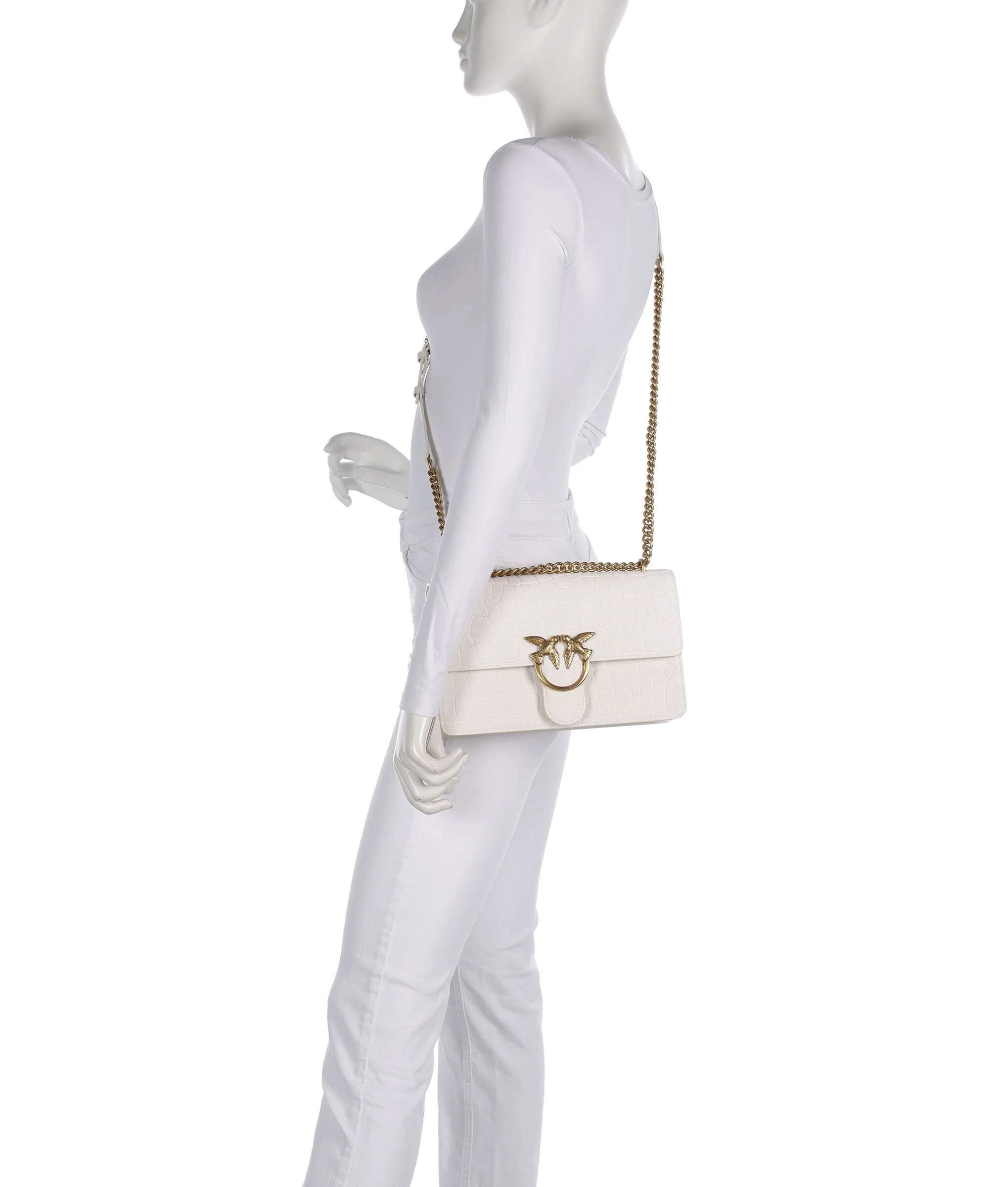 Pinko Love One Classic Shoulder bag bianco nembo/antique gold - Image 3