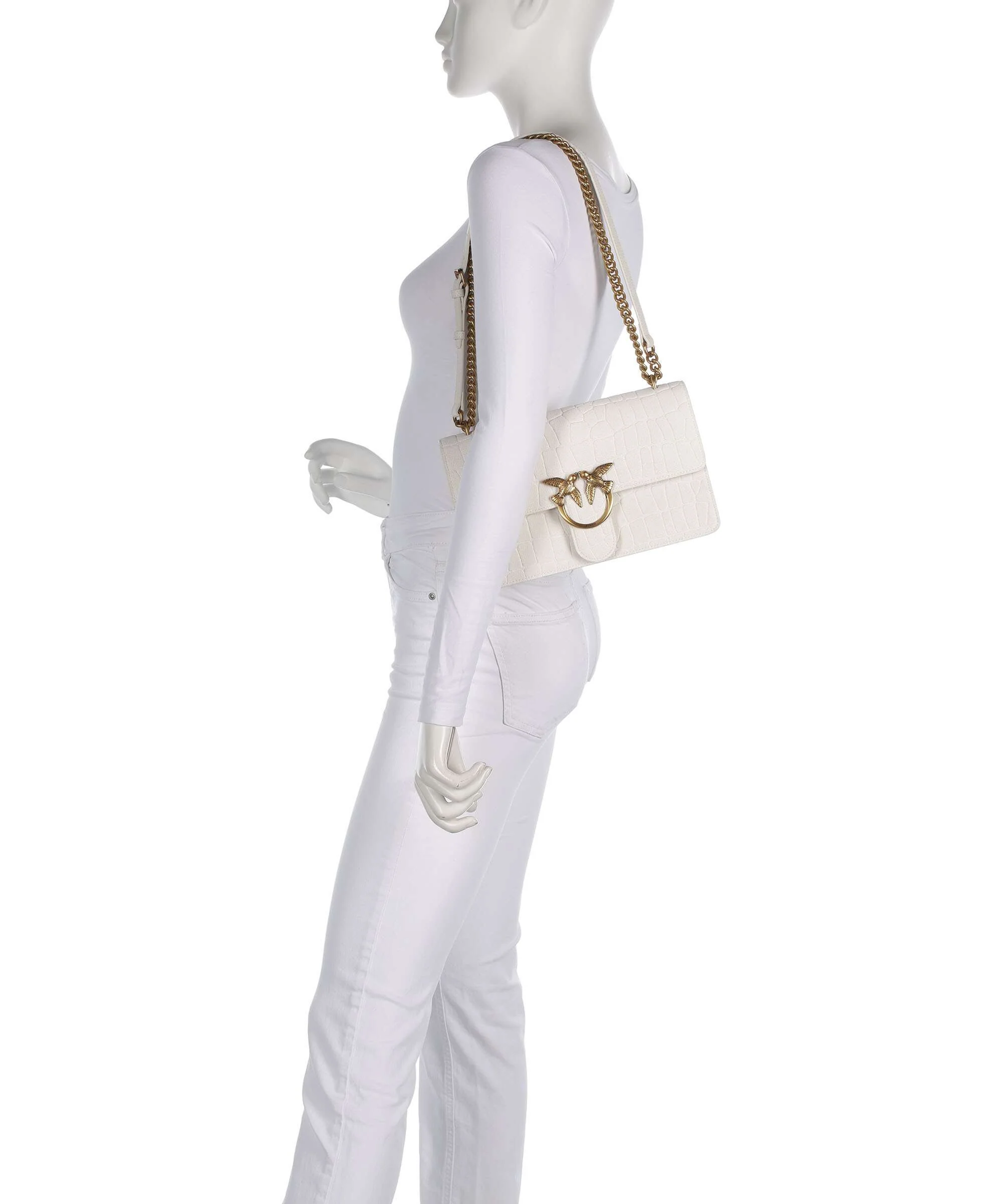 Pinko Love One Classic Shoulder bag bianco nembo/antique gold - Image 4