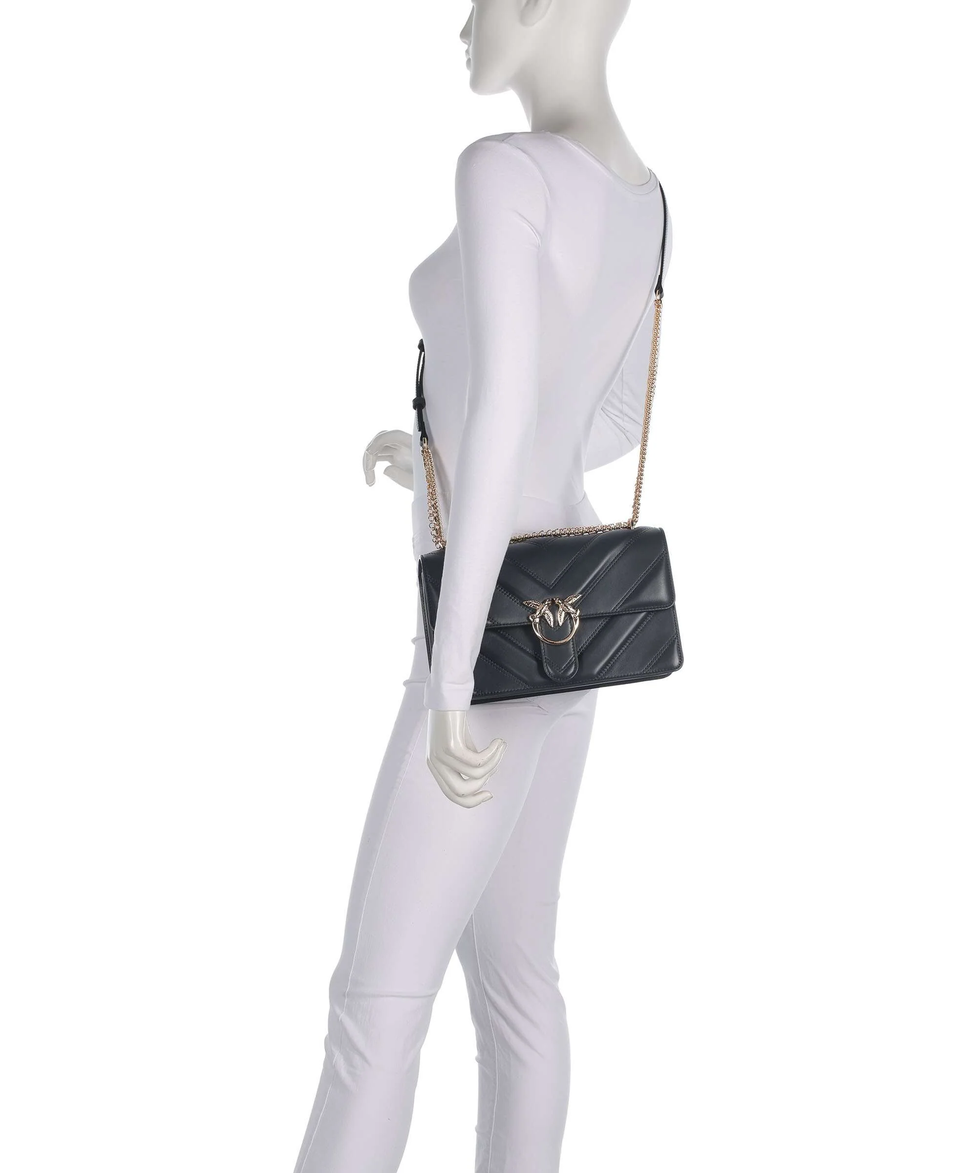 Pinko Love One Classic Shoulder bag grigio asfalto/oro mordore - Image 3