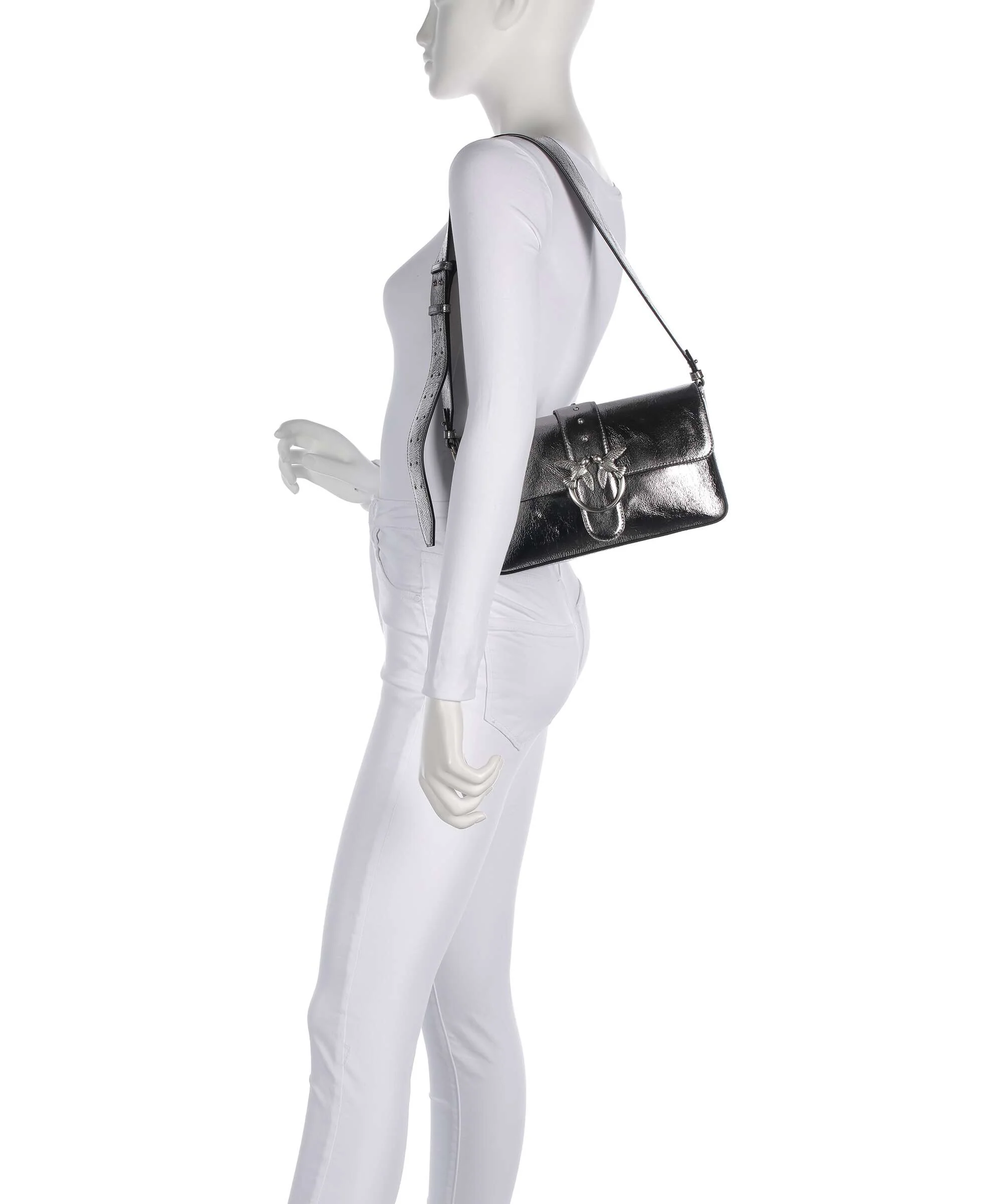 Pinko Love One Classic Slouchy Shoulder bag antracite/old silver - Image 3