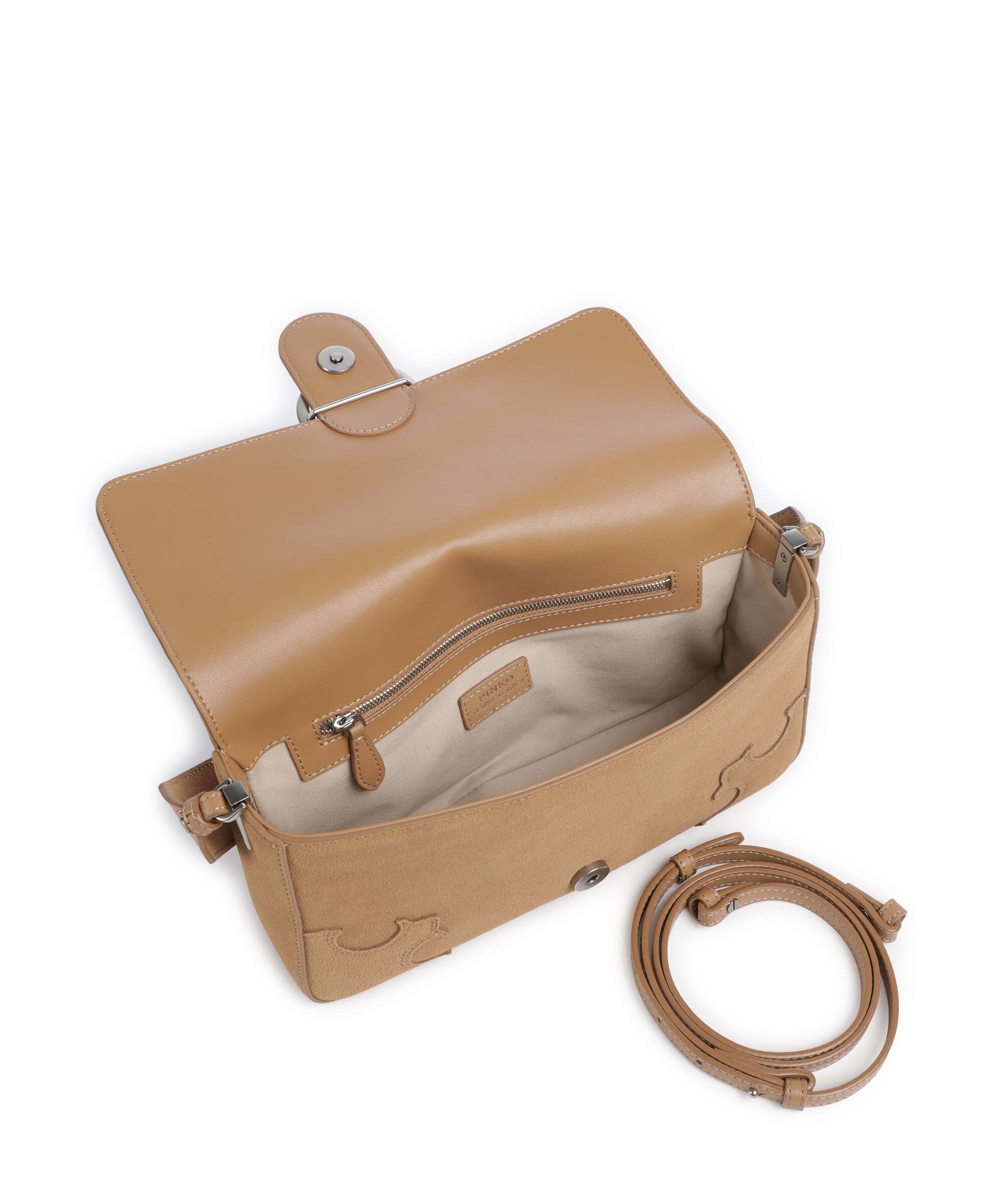 Pinko Love One Classic Slouchy Shoulder bag beige/scoiattolo/old silver - Image 5