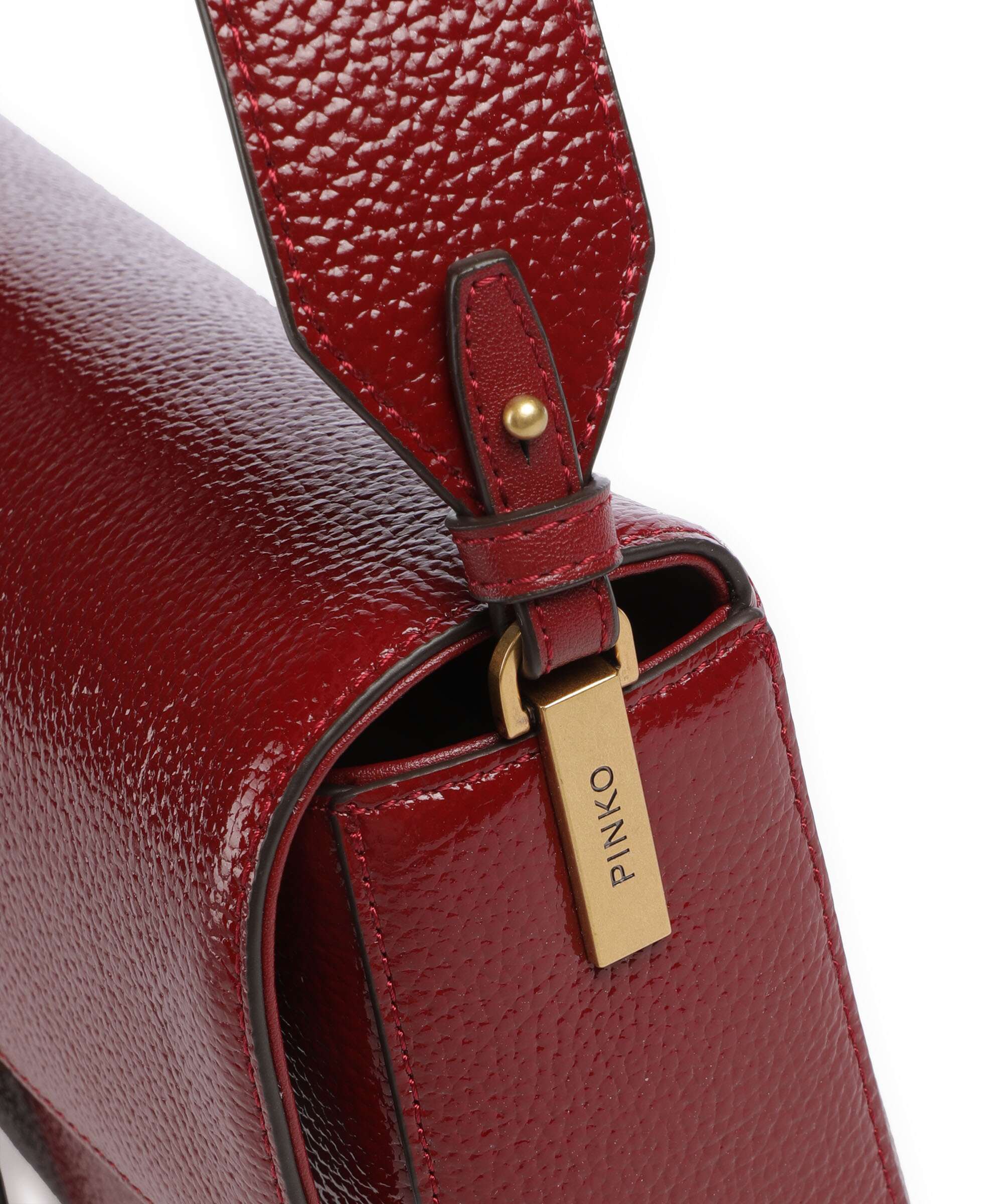 Pinko Love One Classic Slouchy Shoulder bag rosso scuro/antique gold - Image 5