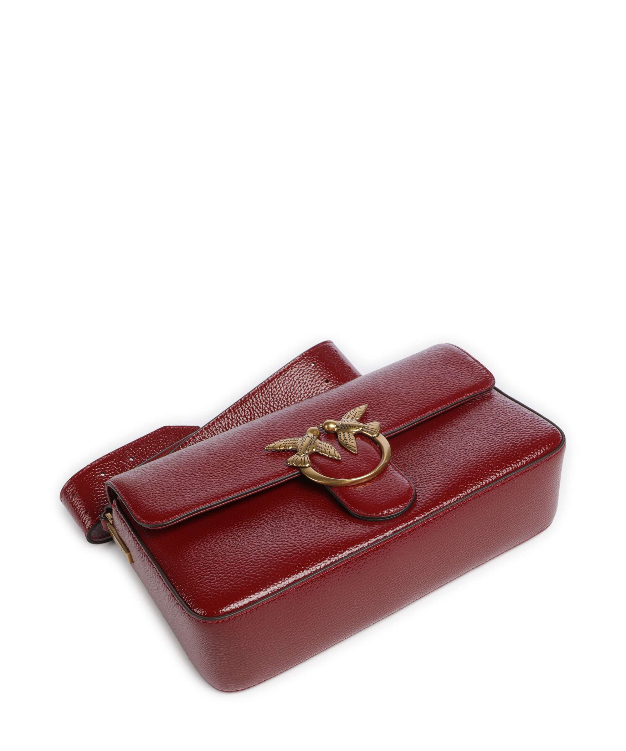 Pinko Love One Classic Slouchy Shoulder bag rosso scuro/antique gold - Image 6