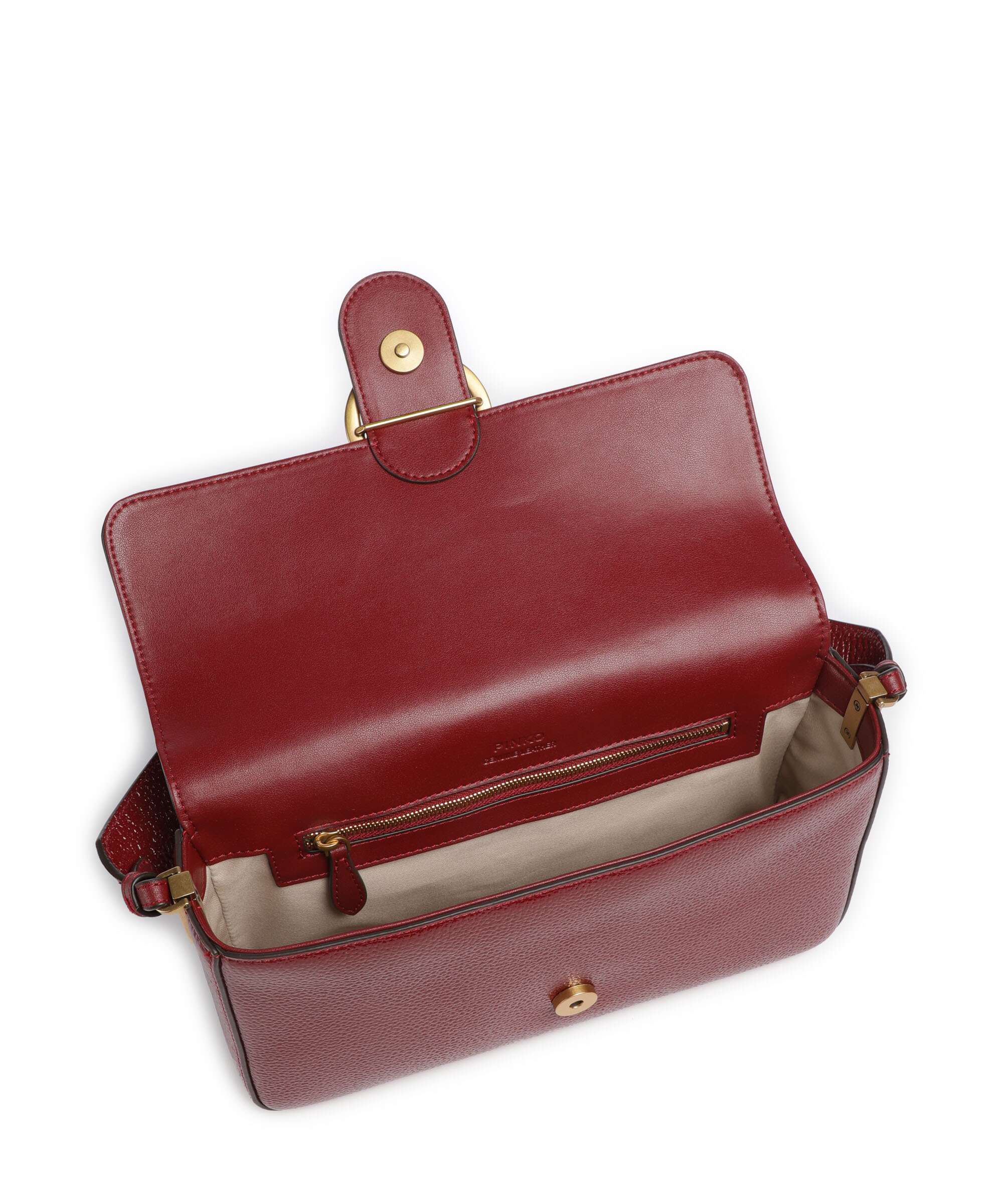 Pinko Love One Classic Slouchy Shoulder bag rosso scuro/antique gold - Image 7