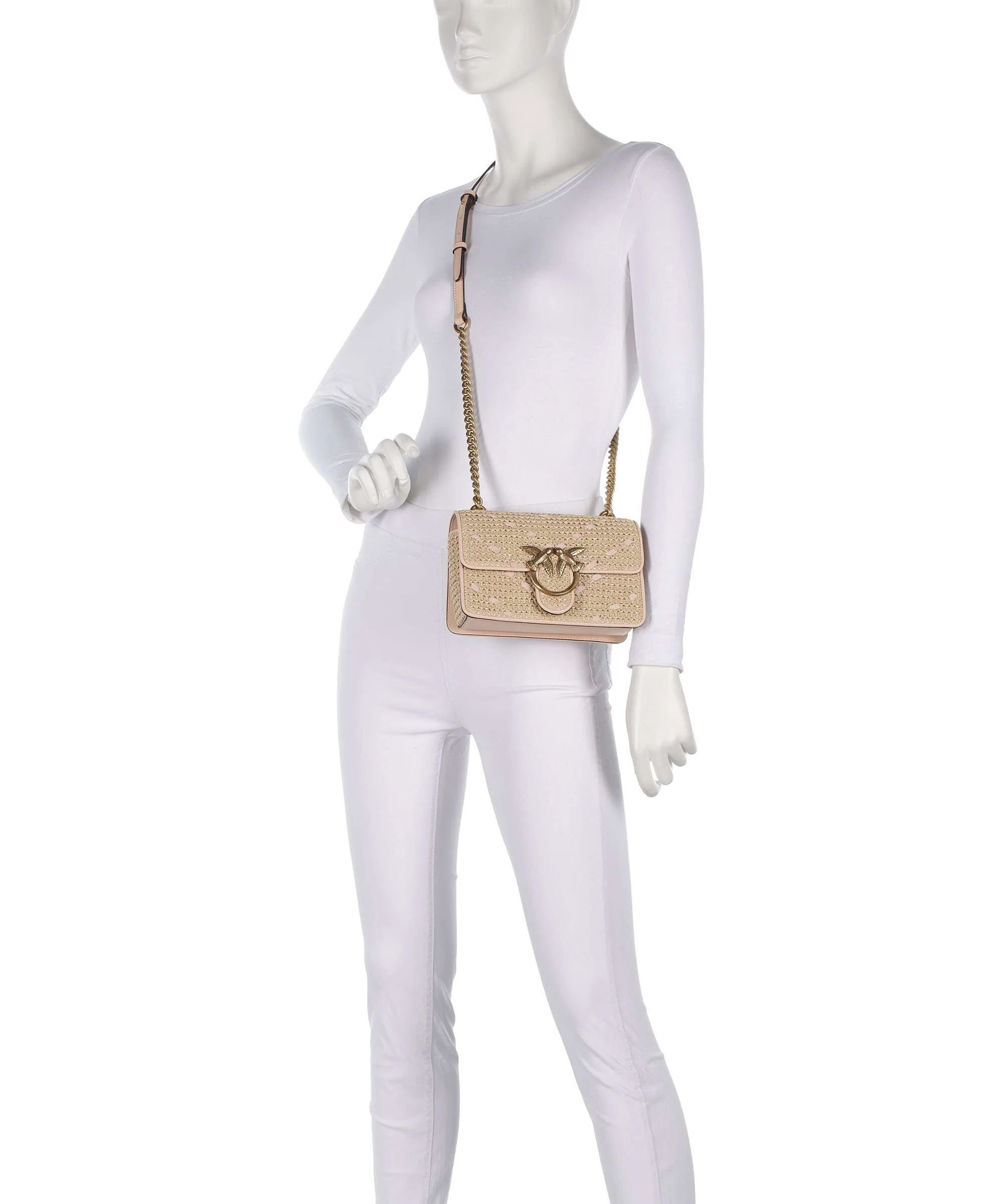Pinko Love One Mini Crossbody bag paglia/rosa/antique gold - Image 3