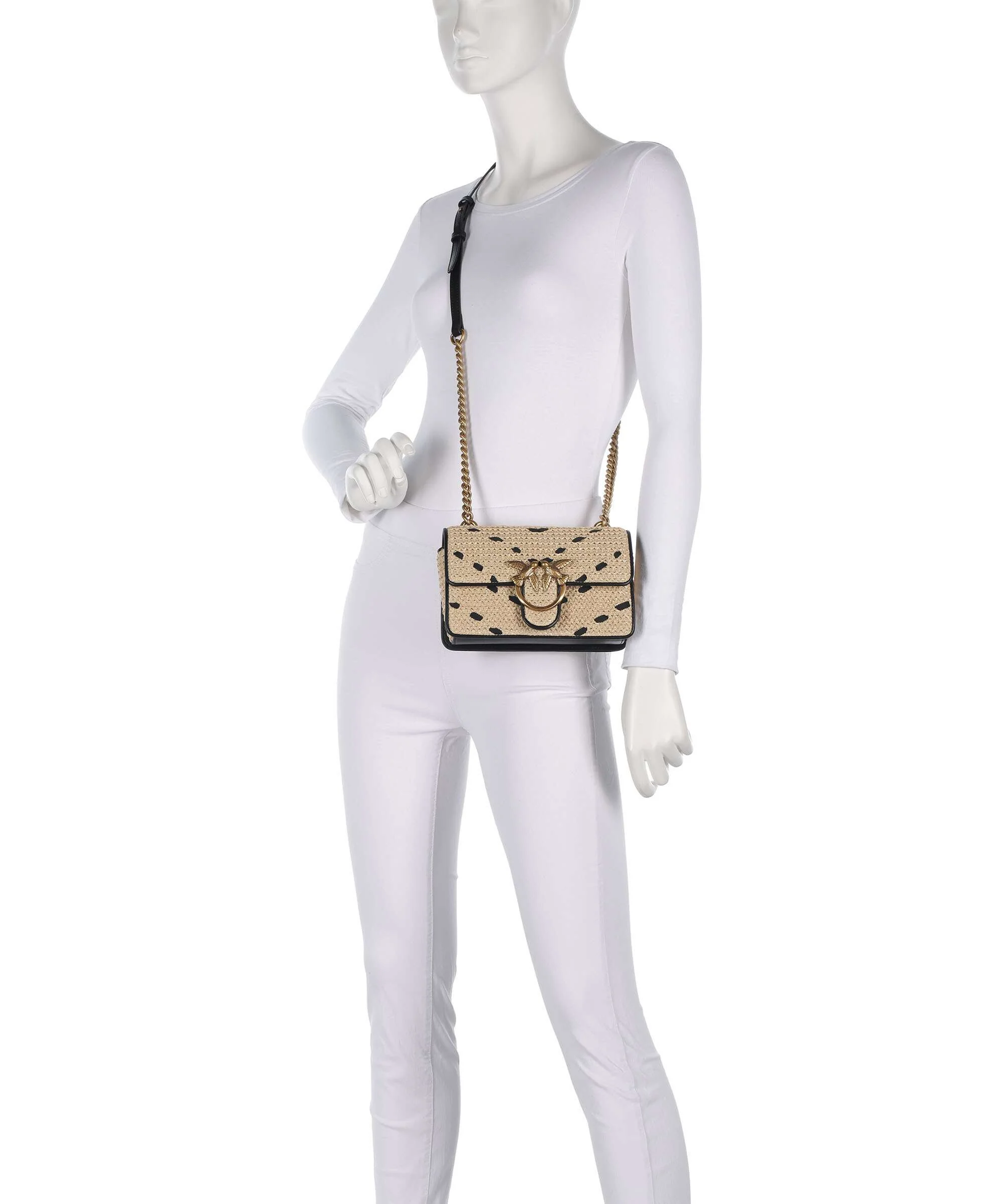 Pinko Love One Mini Crossbody bag paglia/nero/antique gold - Image 3