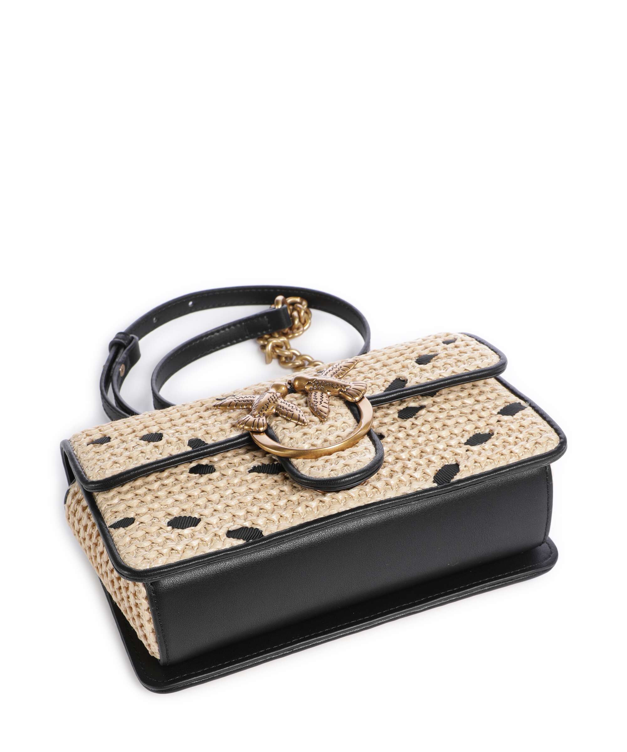 Pinko Love One Mini Crossbody bag paglia/nero/antique gold - Image 5