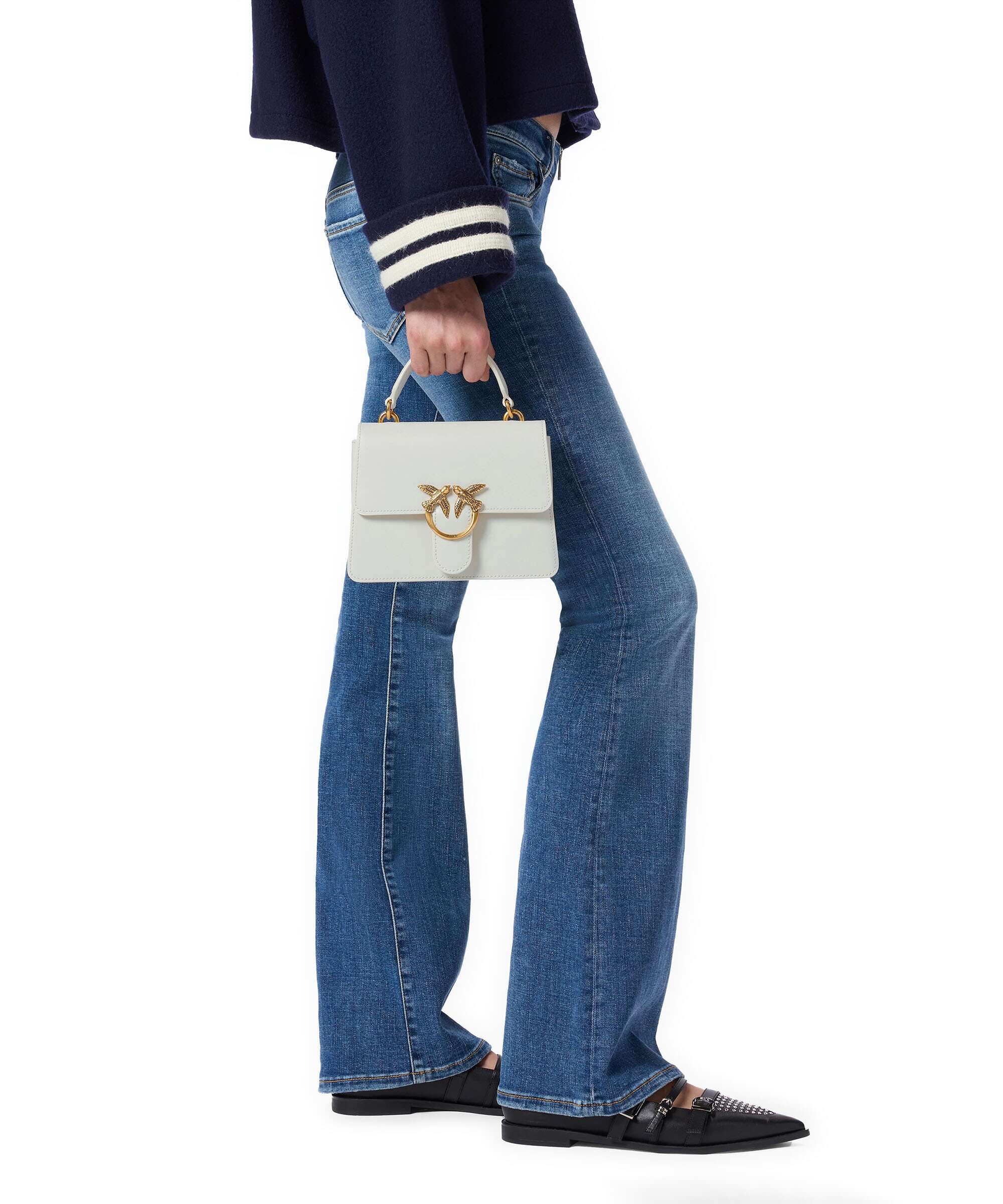 Pinko Love One Mini Handbag bianco seta/antique gold - Image 3