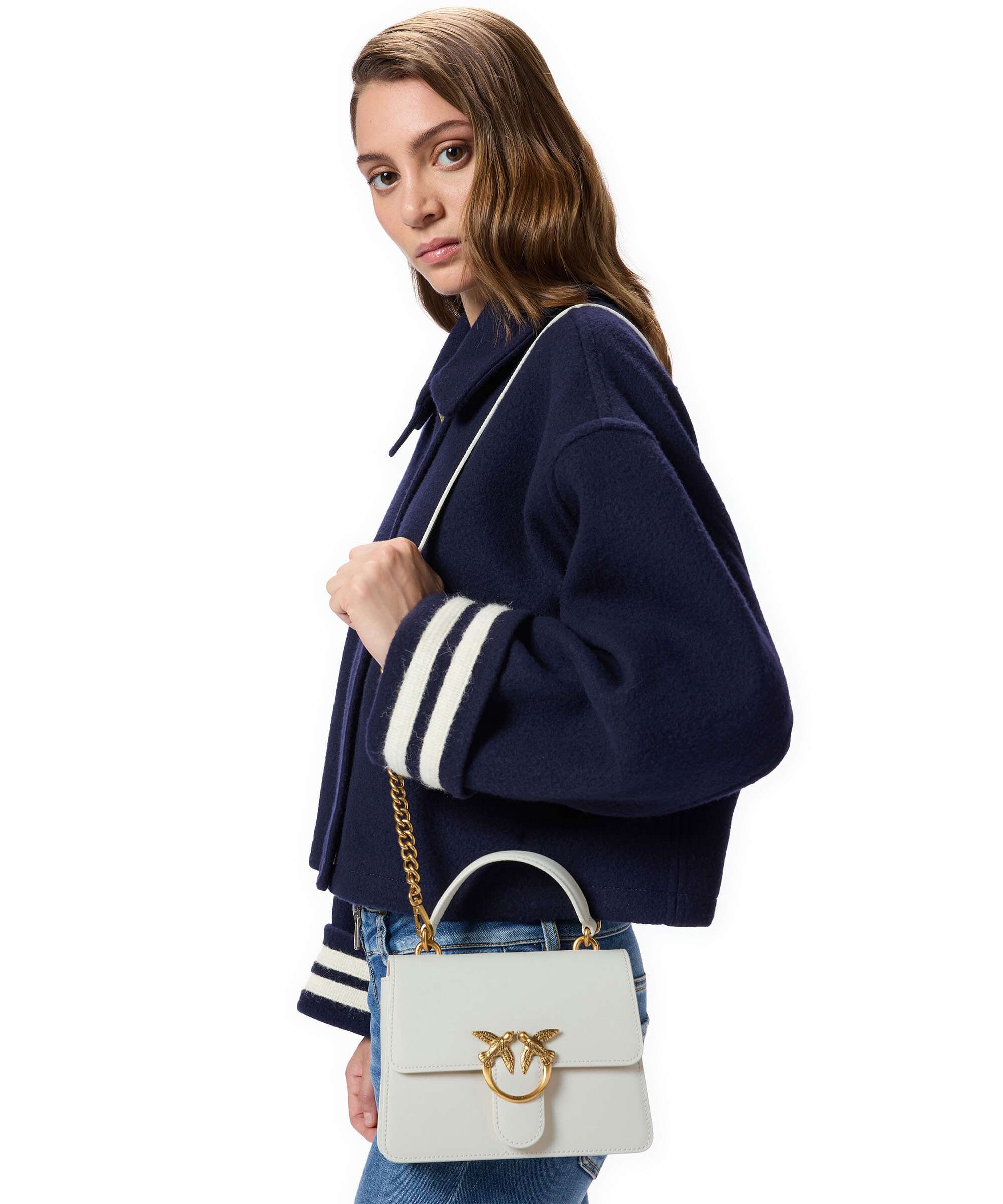 Pinko Love One Mini Handbag bianco seta/antique gold - Image 4