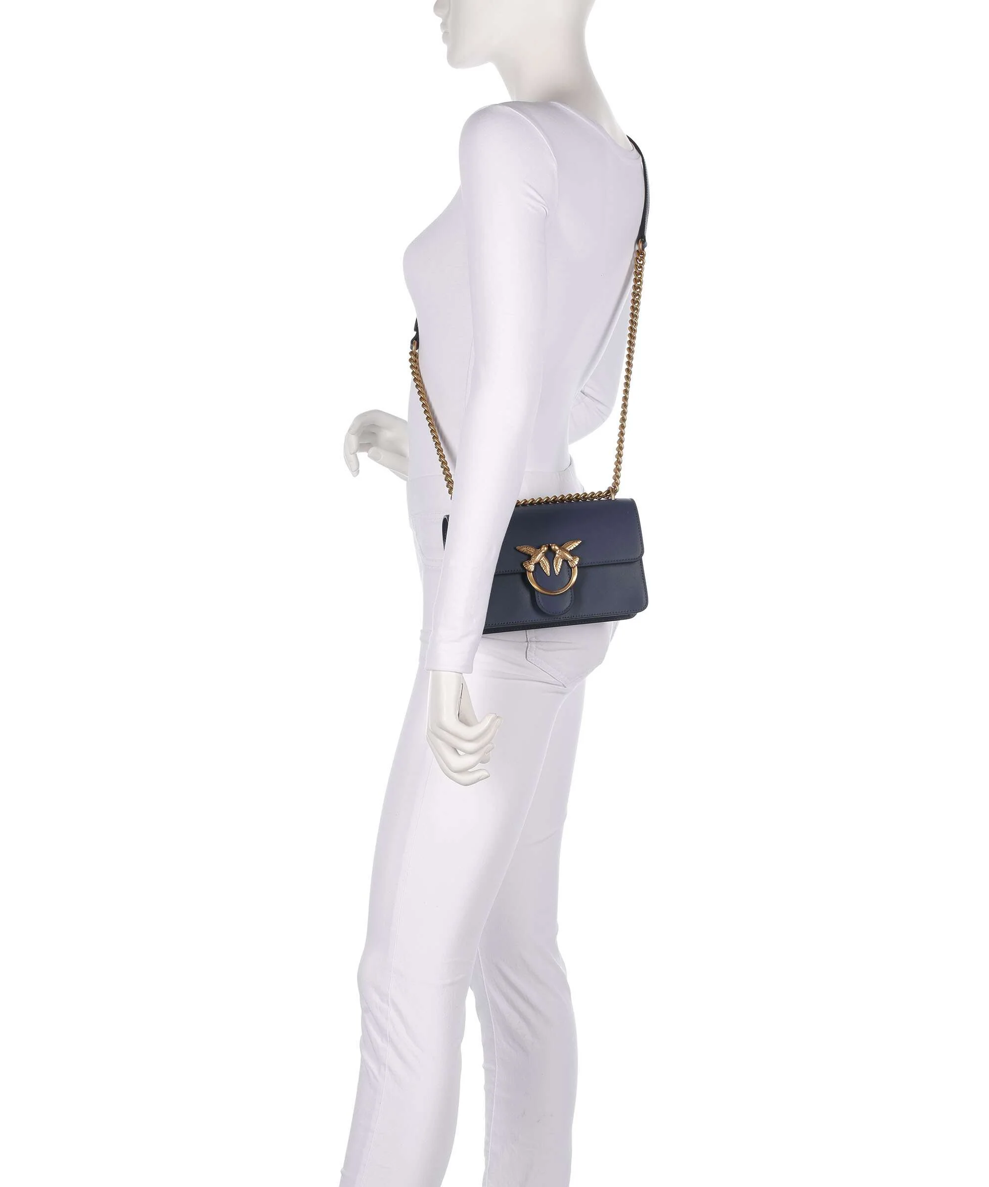 Pinko Love One Mini Shoulder bag blu indaco ombroso/antique gold - Image 4