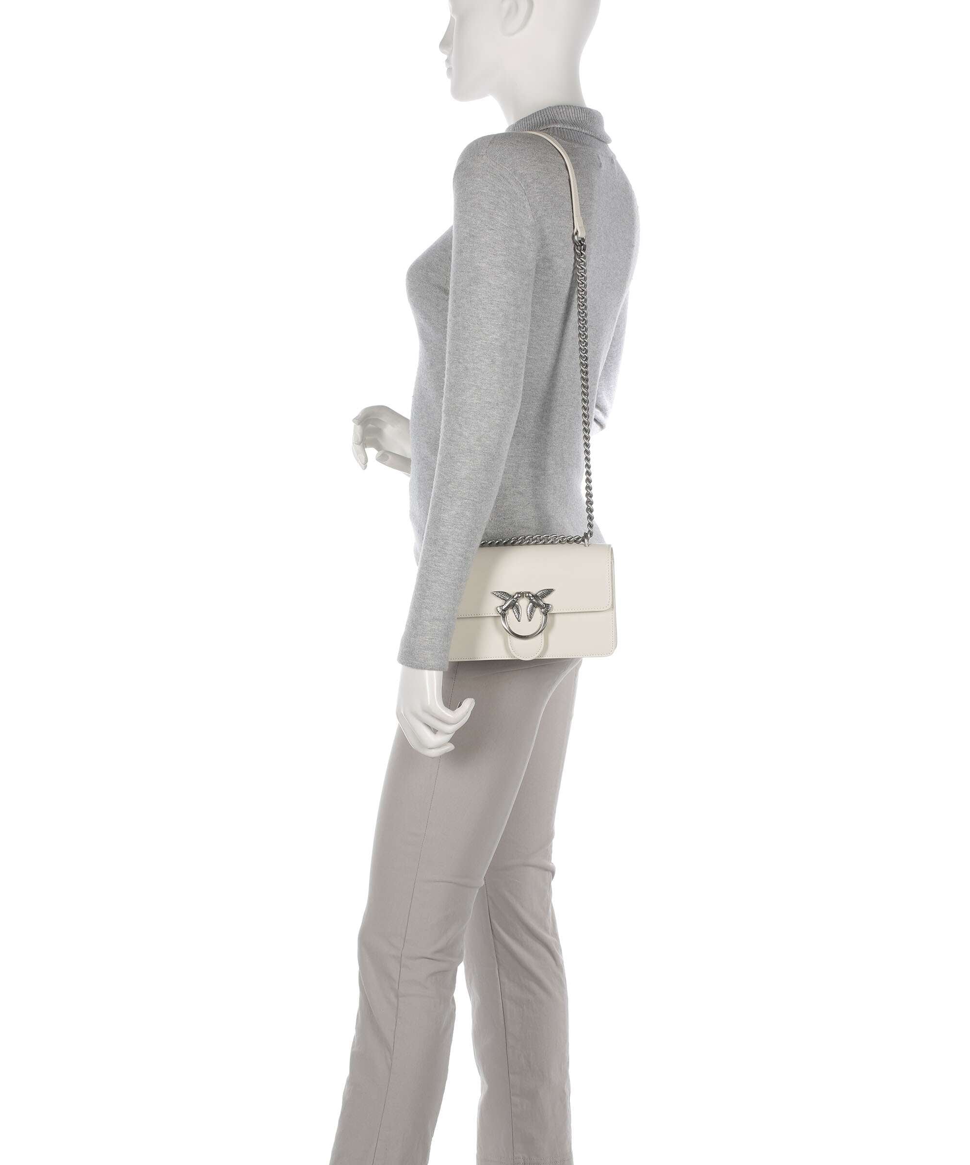 Pinko Love One Mini Shoulder bag bianco seta/old silver - Image 3