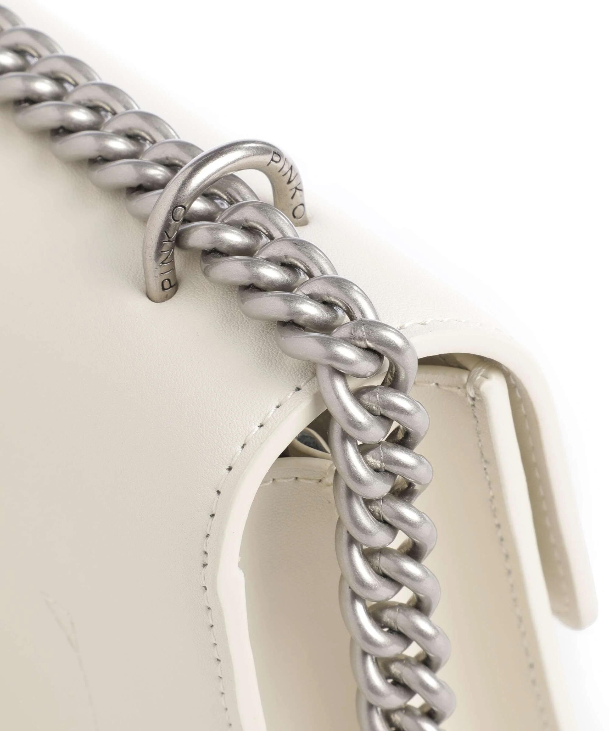 Pinko Love One Mini Shoulder bag bianco seta/old silver - Image 4