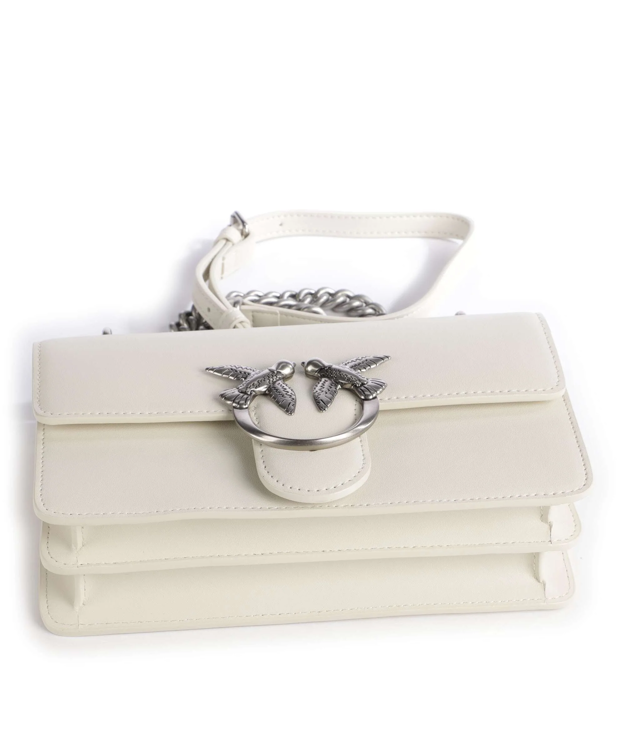 Pinko Love One Mini Shoulder bag bianco seta/old silver - Image 5