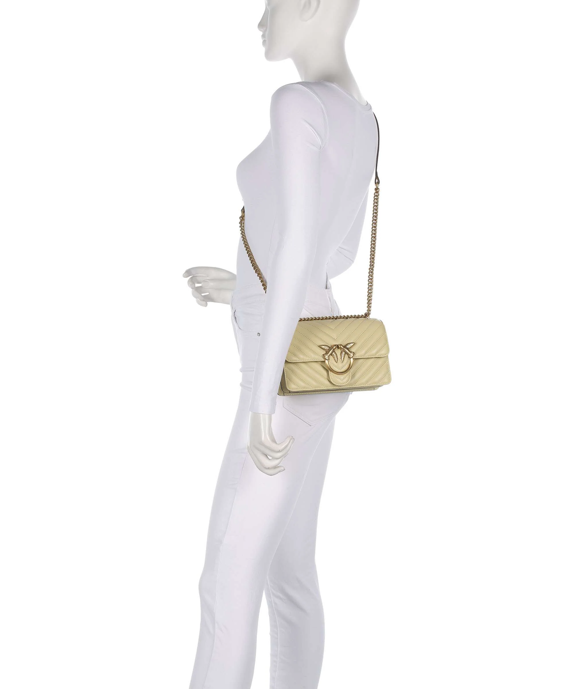 Pinko Love One Mini Shoulder bag giallo vaniglia/antique gold - Image 3