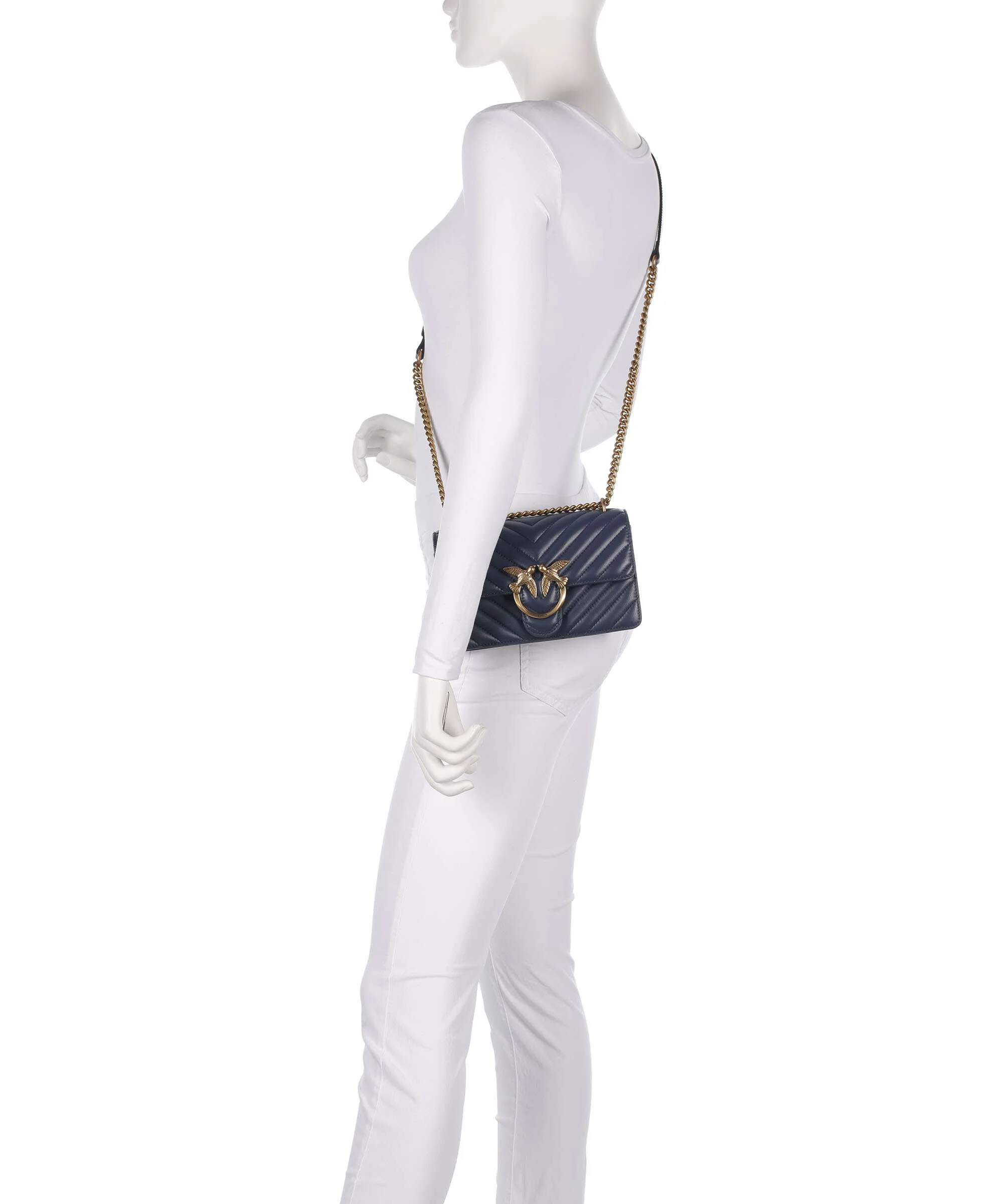 Pinko Love One Mini Shoulder bag blu indaco ombroso/antique gold - Image 3
