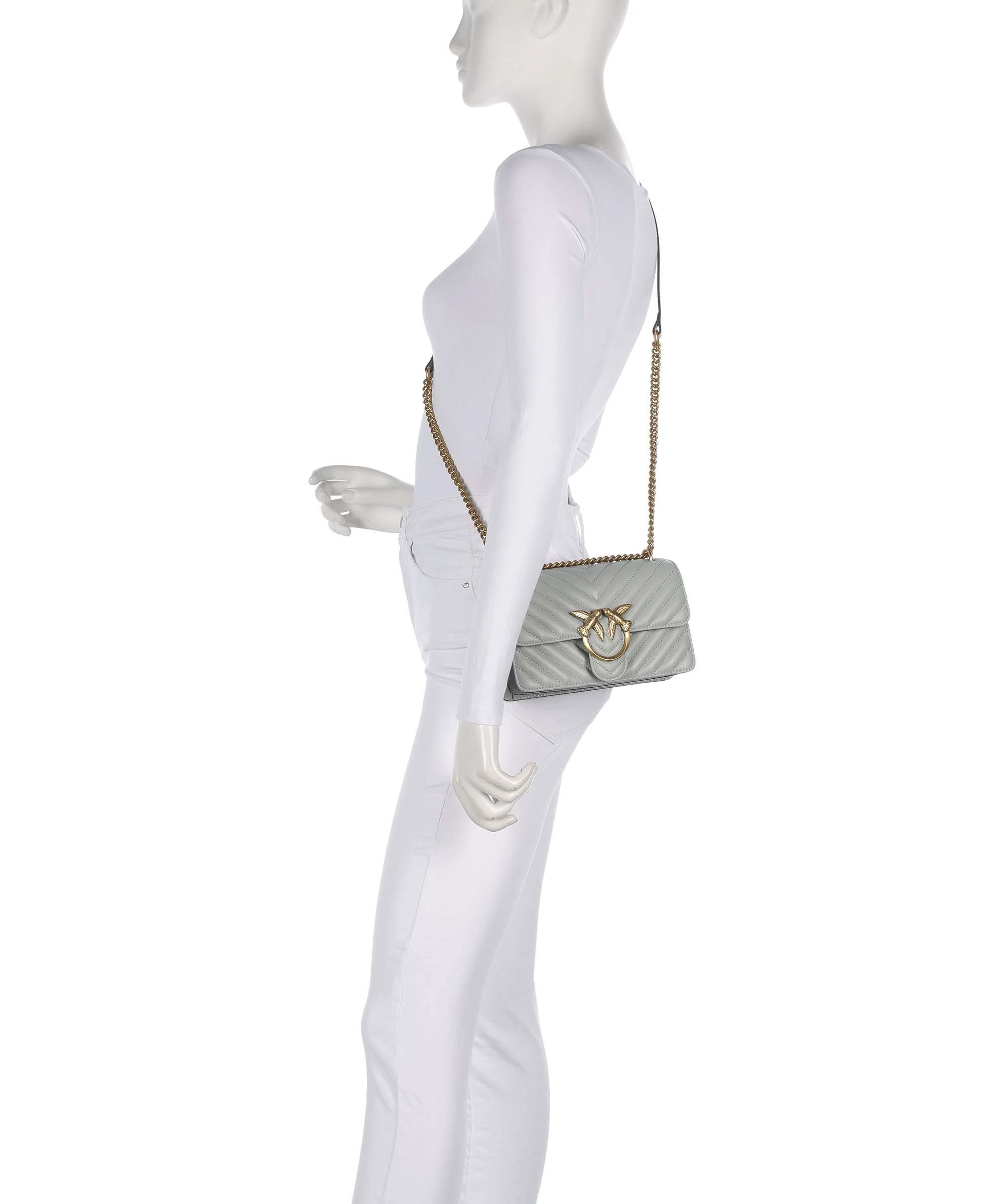 Pinko Love One Mini Shoulder bag grigio perla/antique gold - Image 3