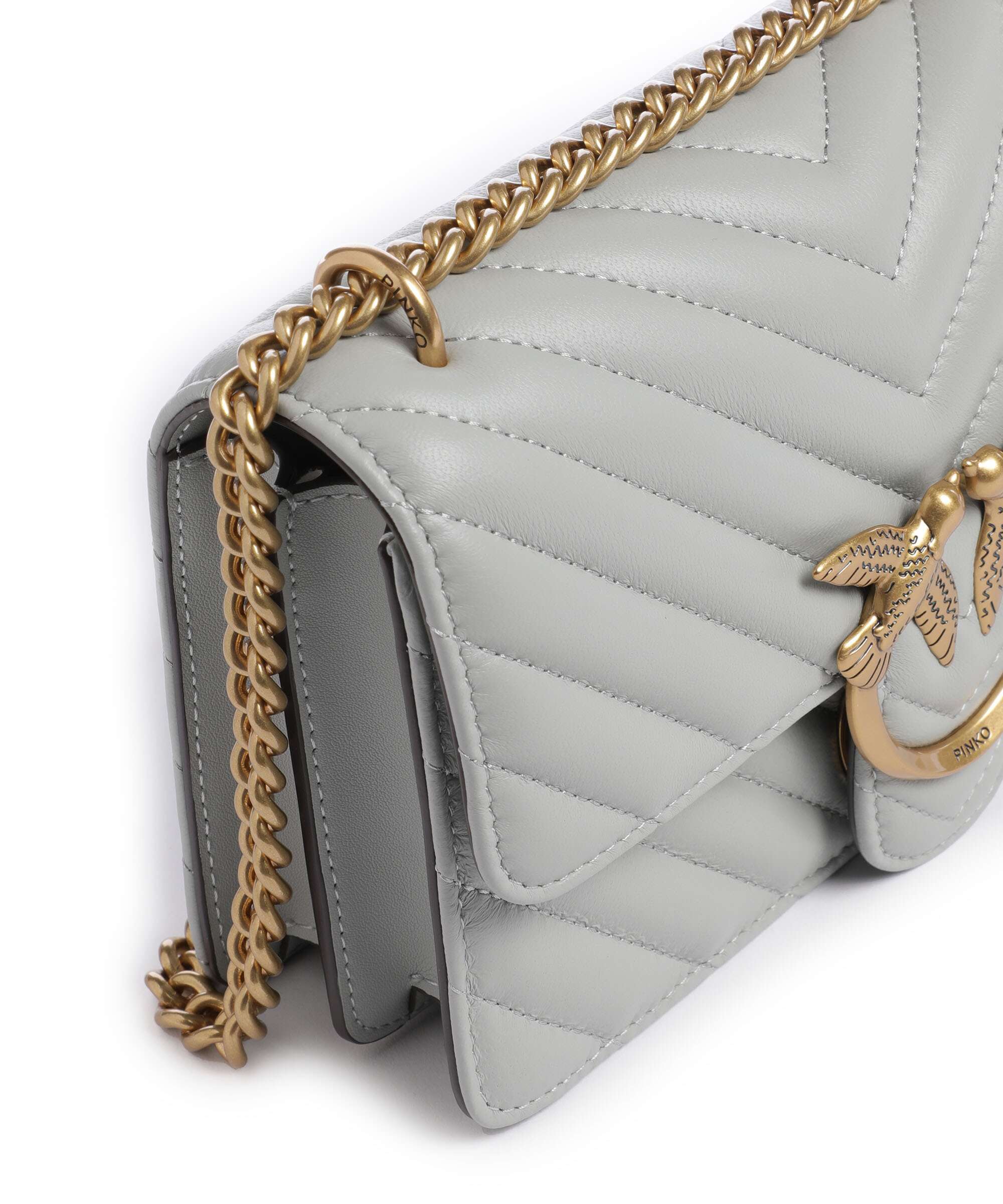 Pinko Love One Mini Shoulder bag grigio perla/antique gold - Image 5