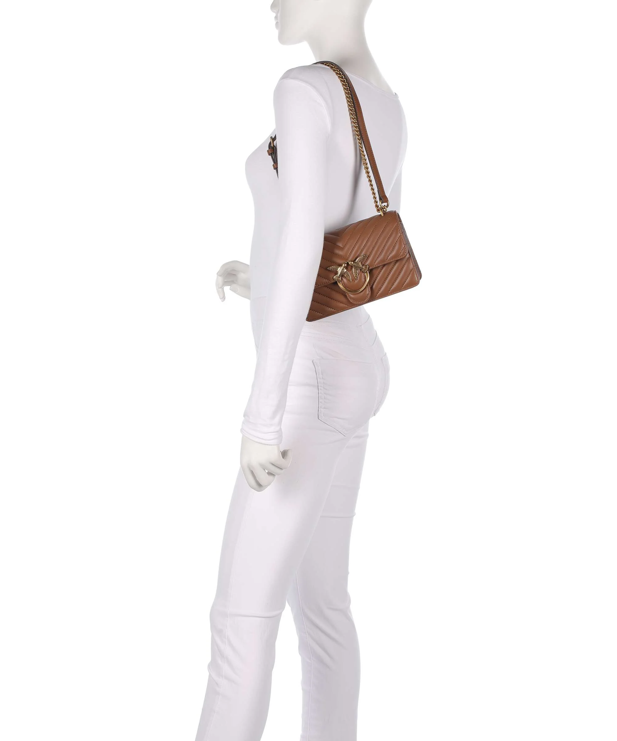 Pinko Love One Mini Shoulder bag marrone/leone/antique gold - Image 4