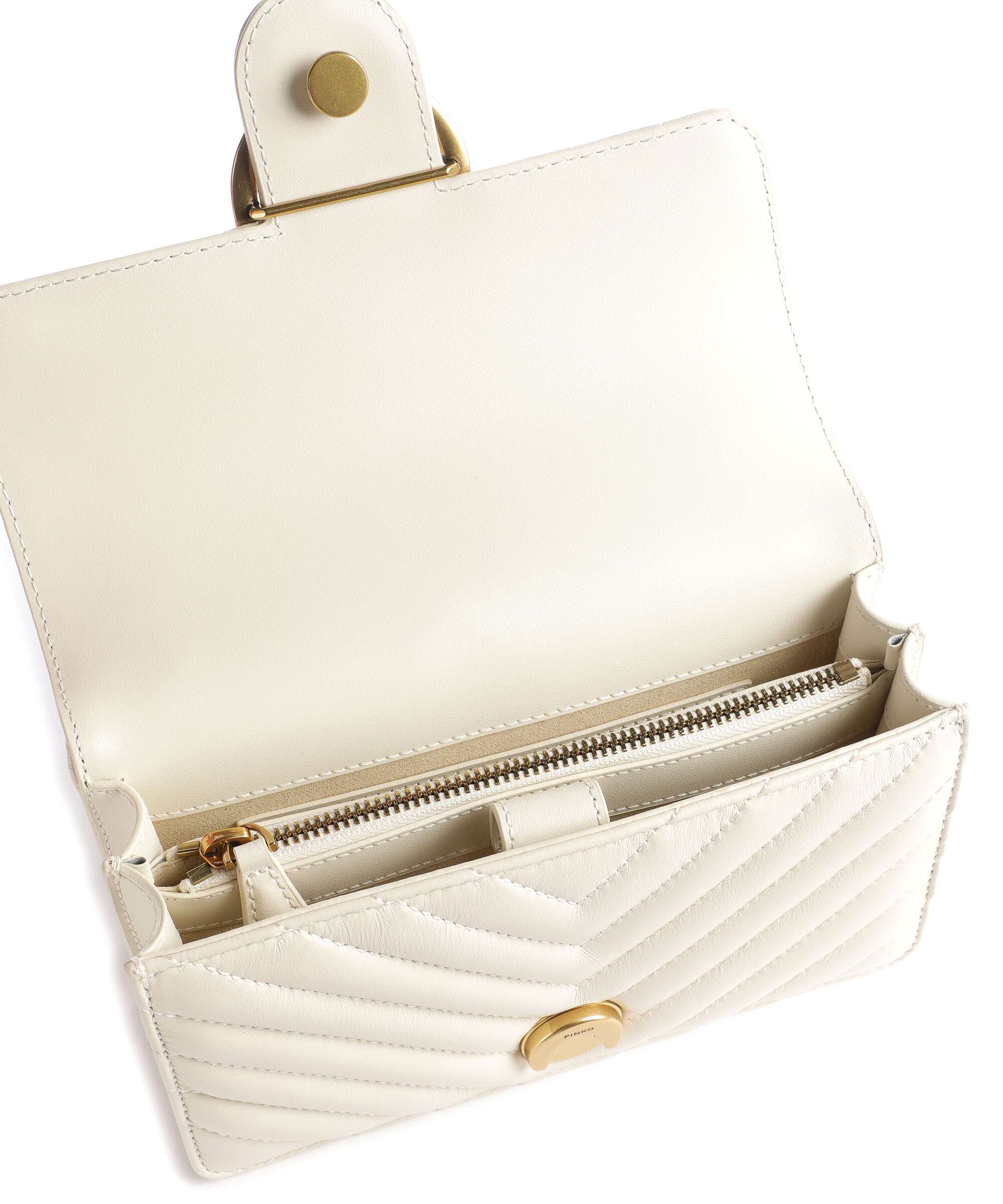 Pinko Love One Mini Shoulder bag bianco seta/antique gold - Image 7