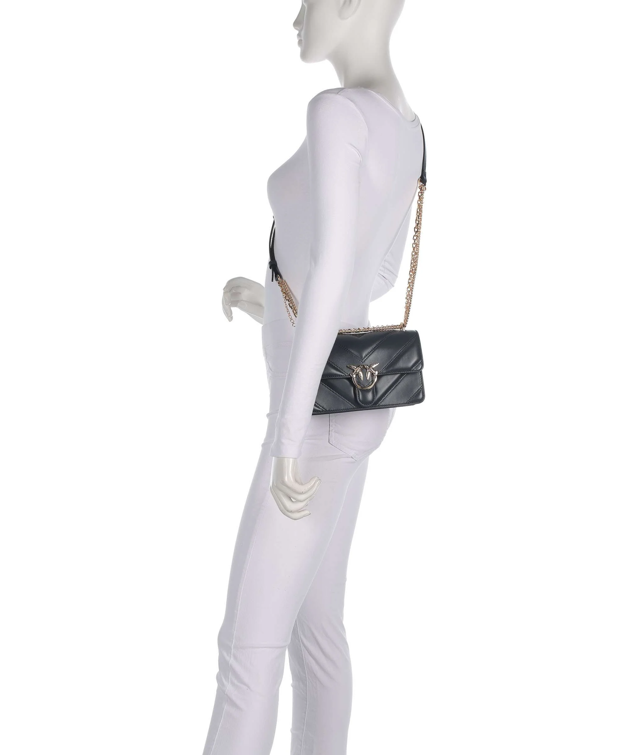 Pinko Love One Mini Shoulder bag grigio asfalto/oro mordore - Image 3