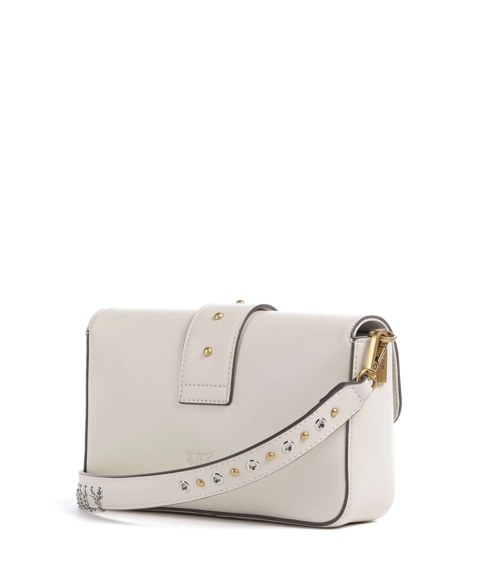 Pinko Love One Mini Slouchy Charms Crossbody bag bianco seta/antique gold - Image 2