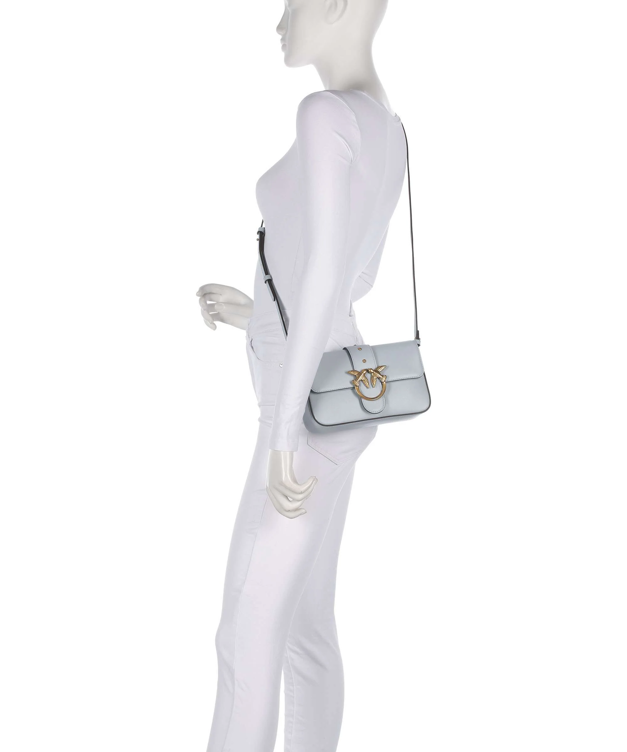Pinko Love One Mini Slouchy Shoulder bag azzurro celeste/antique gold - Image 4
