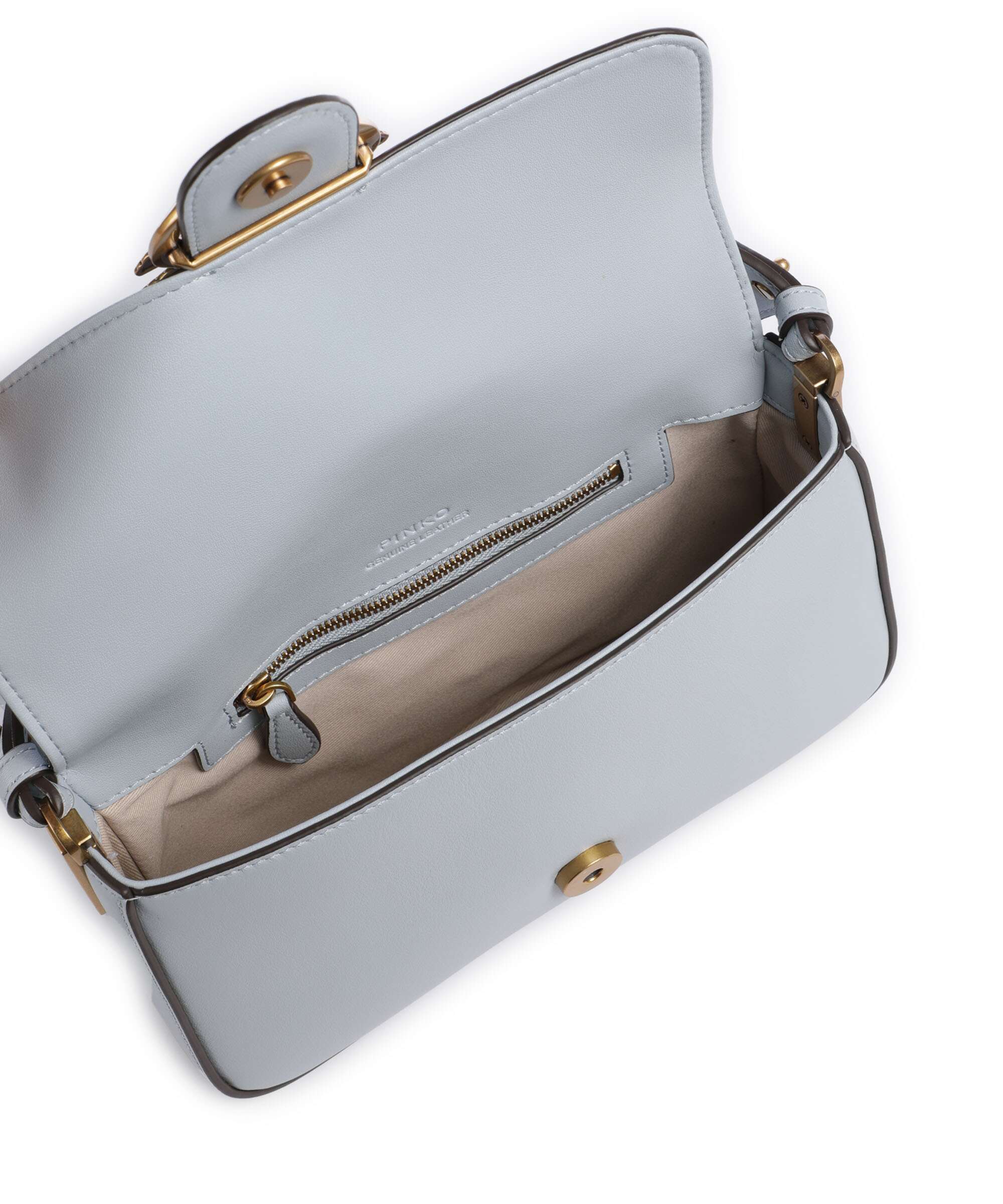Pinko Love One Mini Slouchy Shoulder bag azzurro celeste/antique gold - Image 7