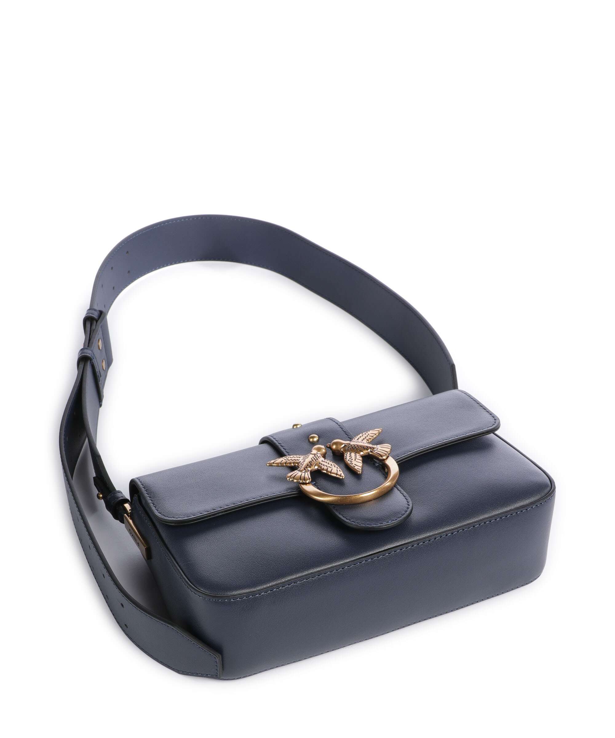 Pinko Love One Mini Slouchy Shoulder bag blu indaco ombroso/antique gold - Image 6