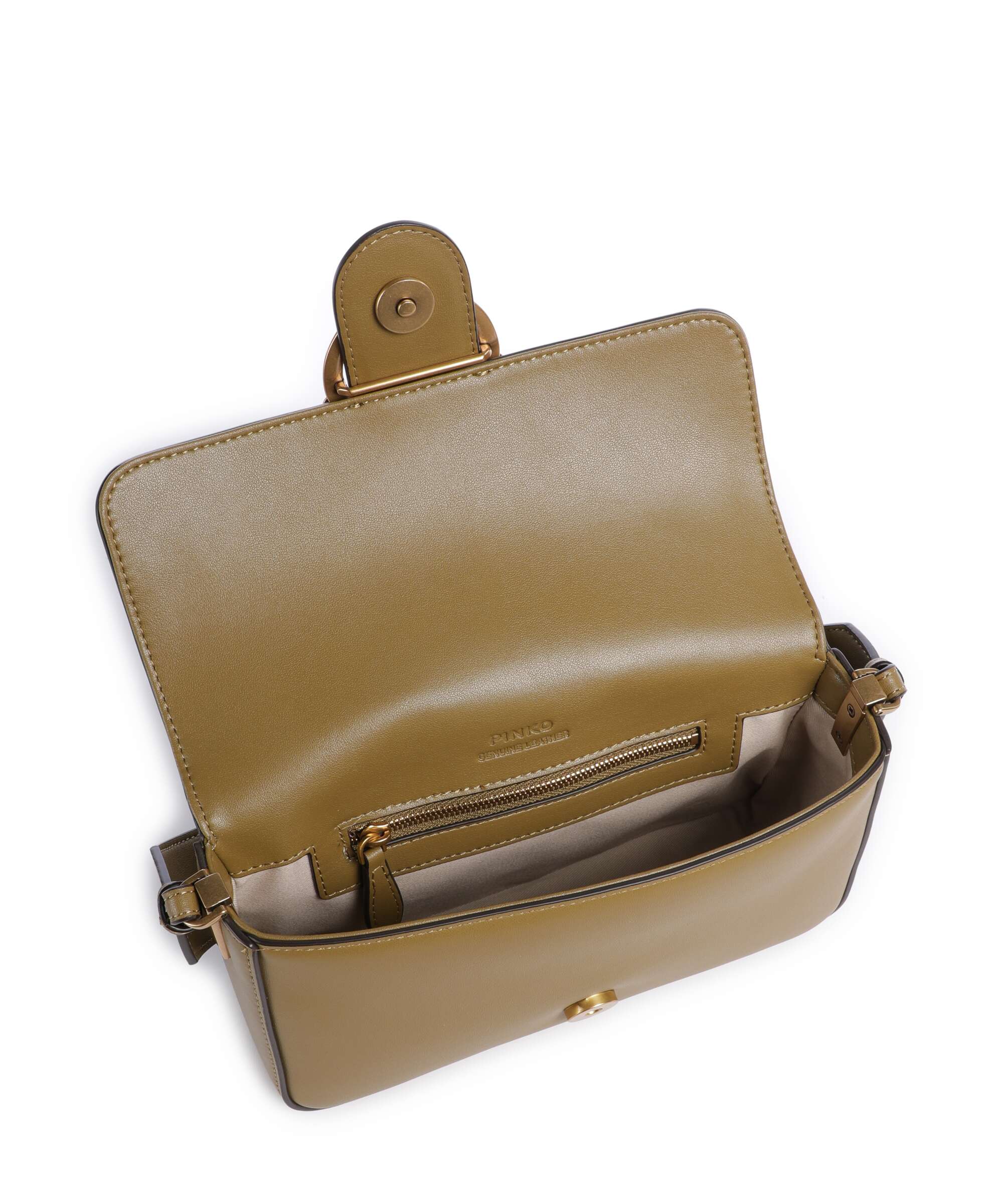 Pinko Love One Mini Slouchy Shoulder bag verde canguro/antique gold - Image 6