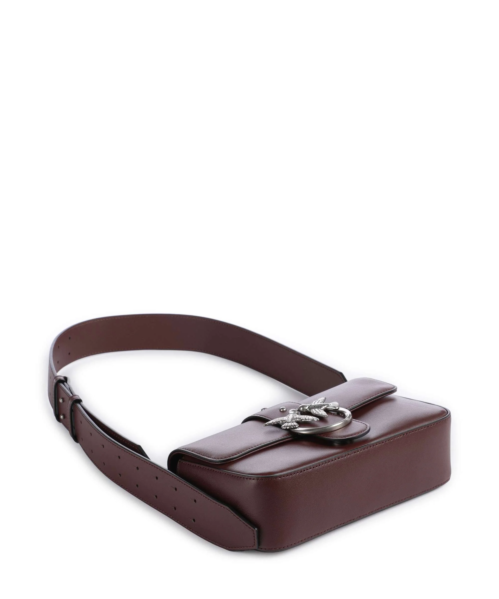 Pinko Love One Mini Slouchy Shoulder bag burgundy wine/old silver - Image 6