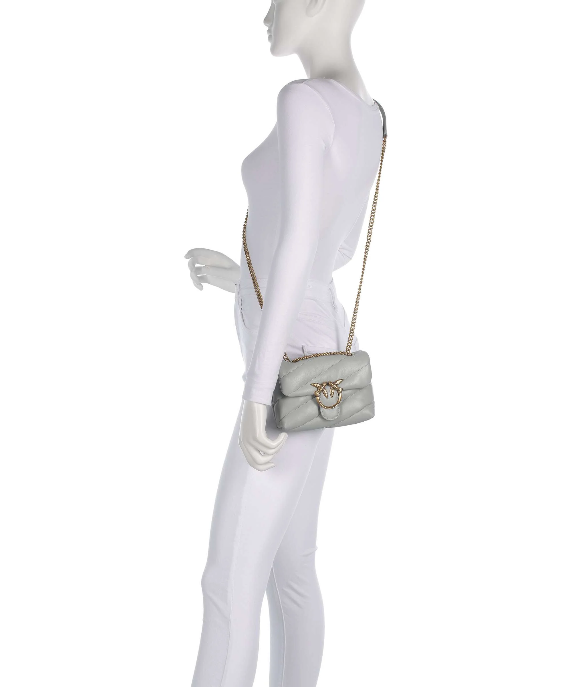 Pinko Love Puff Baby Shoulder bag grigio perla/antique gold - Image 3