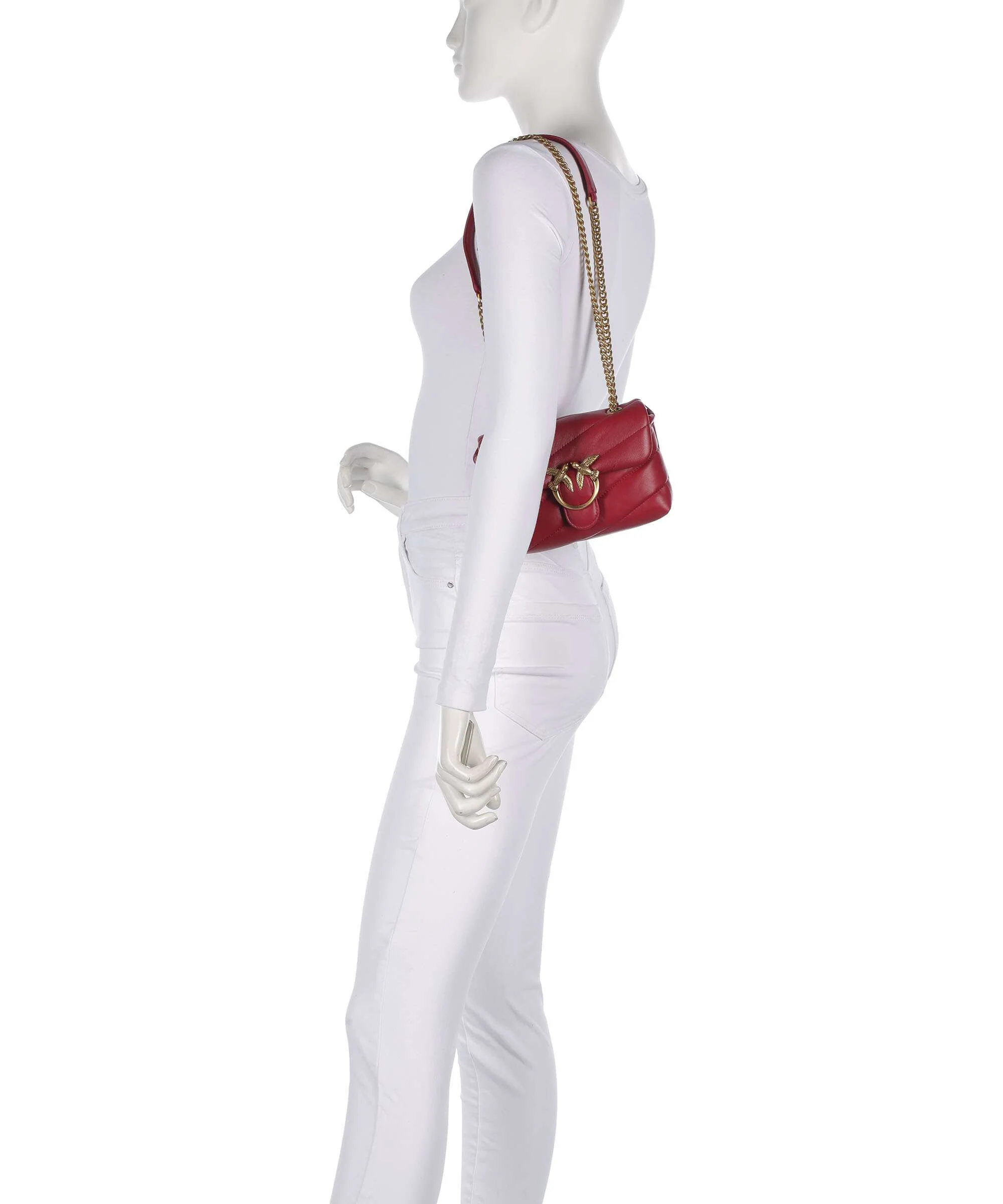Pinko Love Puff Baby Shoulder bag rosso scuro/antique gold - Image 3