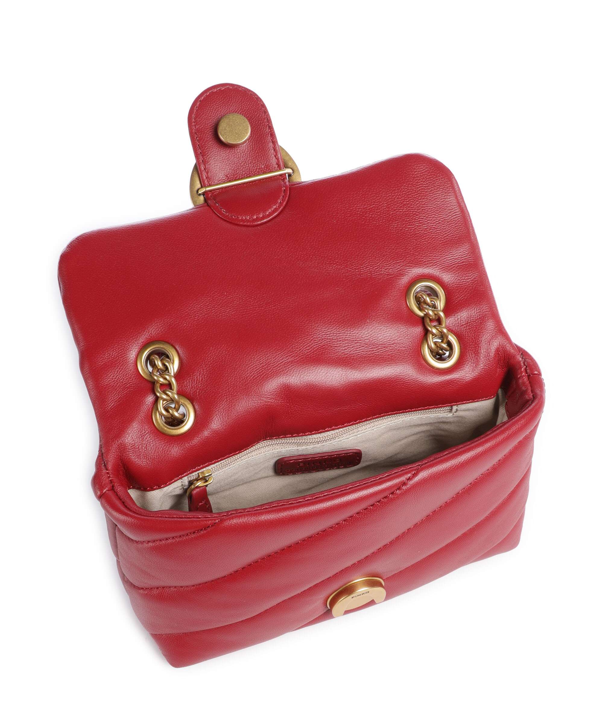 Pinko Love Puff Baby Shoulder bag rosso scuro/antique gold - Image 7
