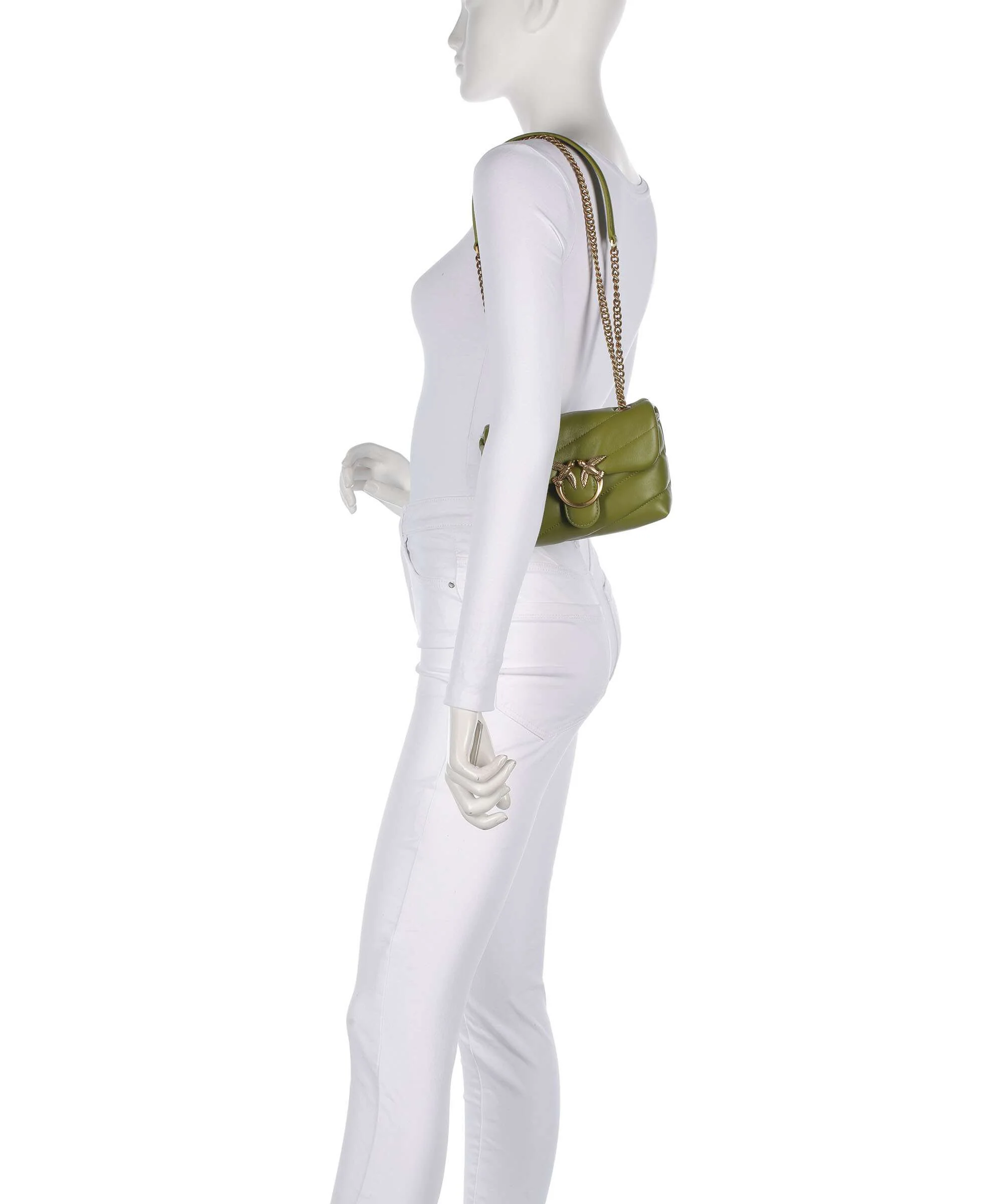 Pinko Love Puff Baby Shoulder bag verde erba/antique gold - Image 3