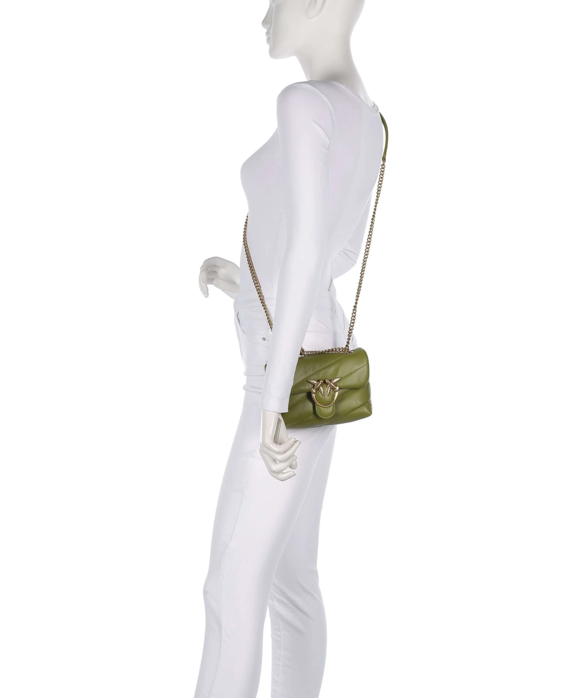 Pinko Love Puff Baby Shoulder bag verde erba/antique gold - Image 4