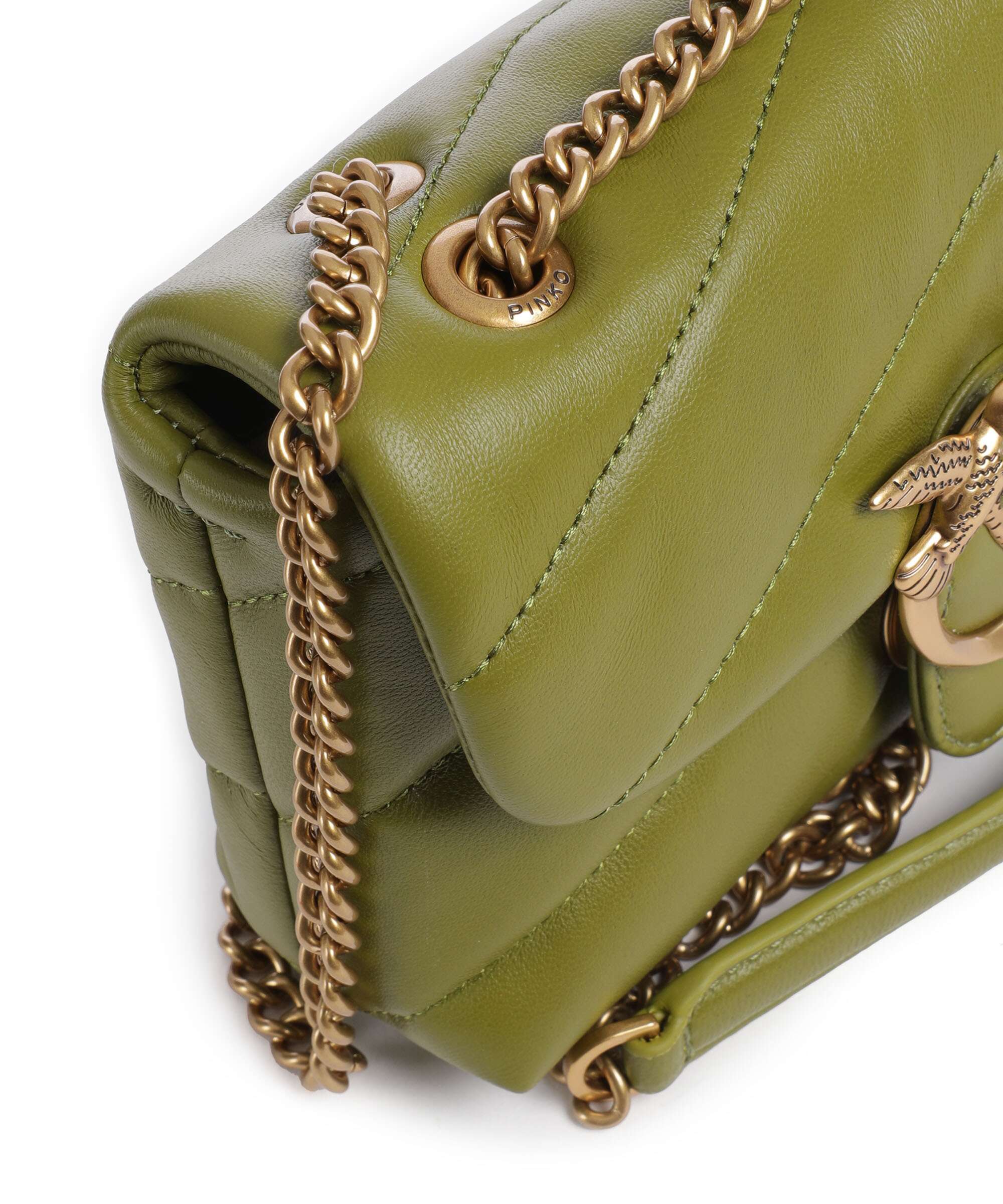 Pinko Love Puff Baby Shoulder bag verde erba/antique gold - Image 5
