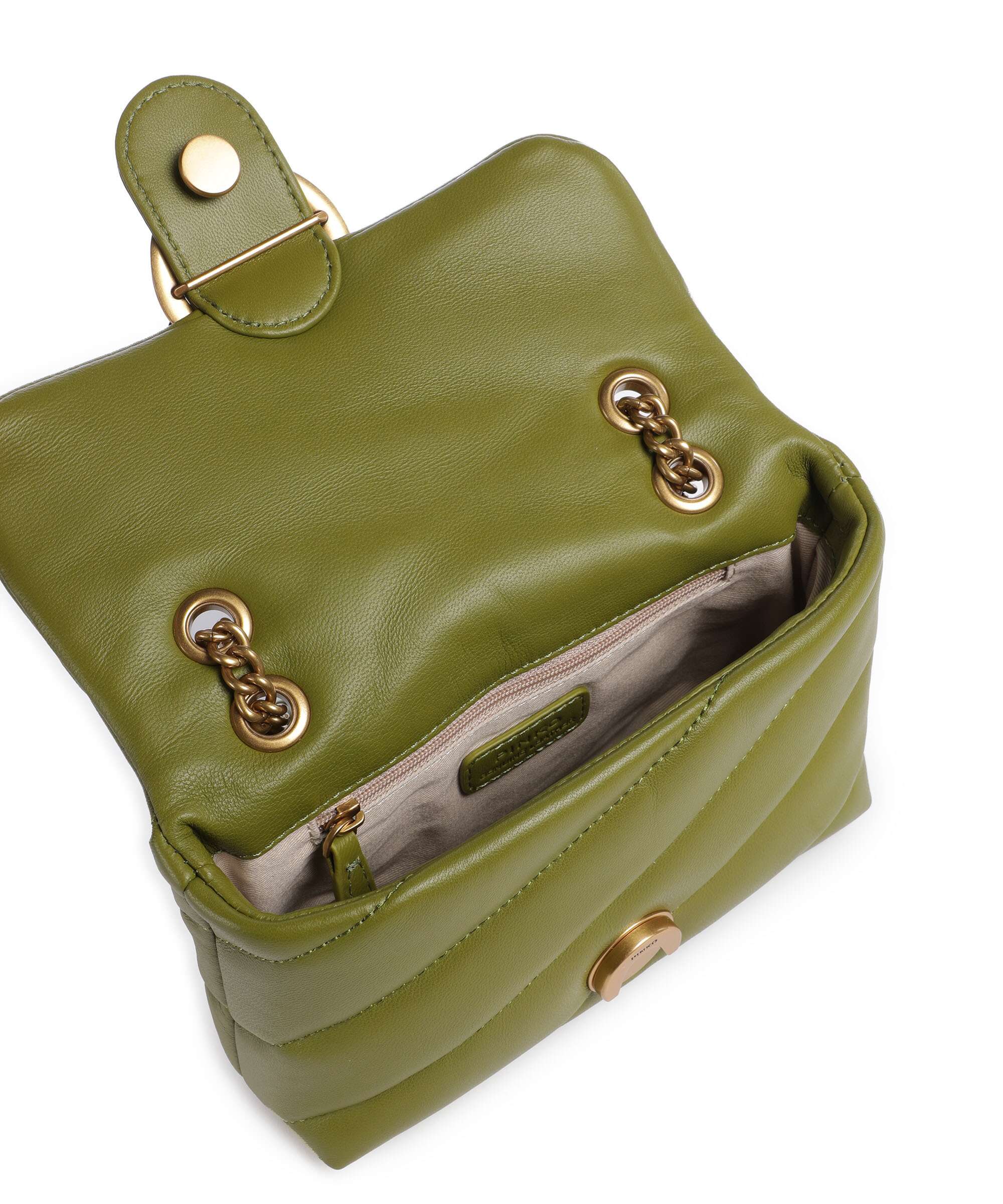 Pinko Love Puff Baby Shoulder bag verde erba/antique gold - Image 7