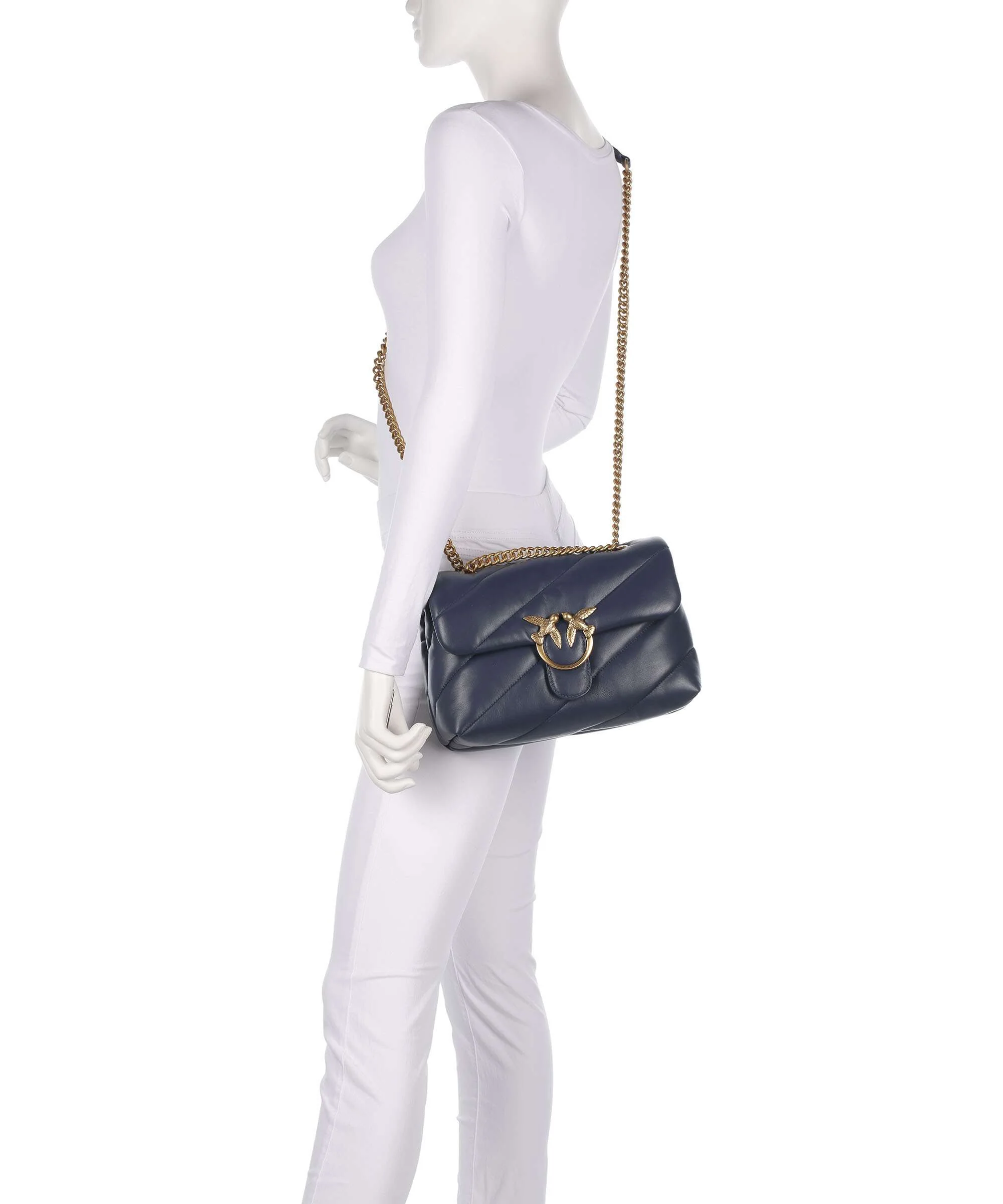 Pinko Love Puff Classic Shoulder bag blu indaco ombroso/antique gold - Image 3