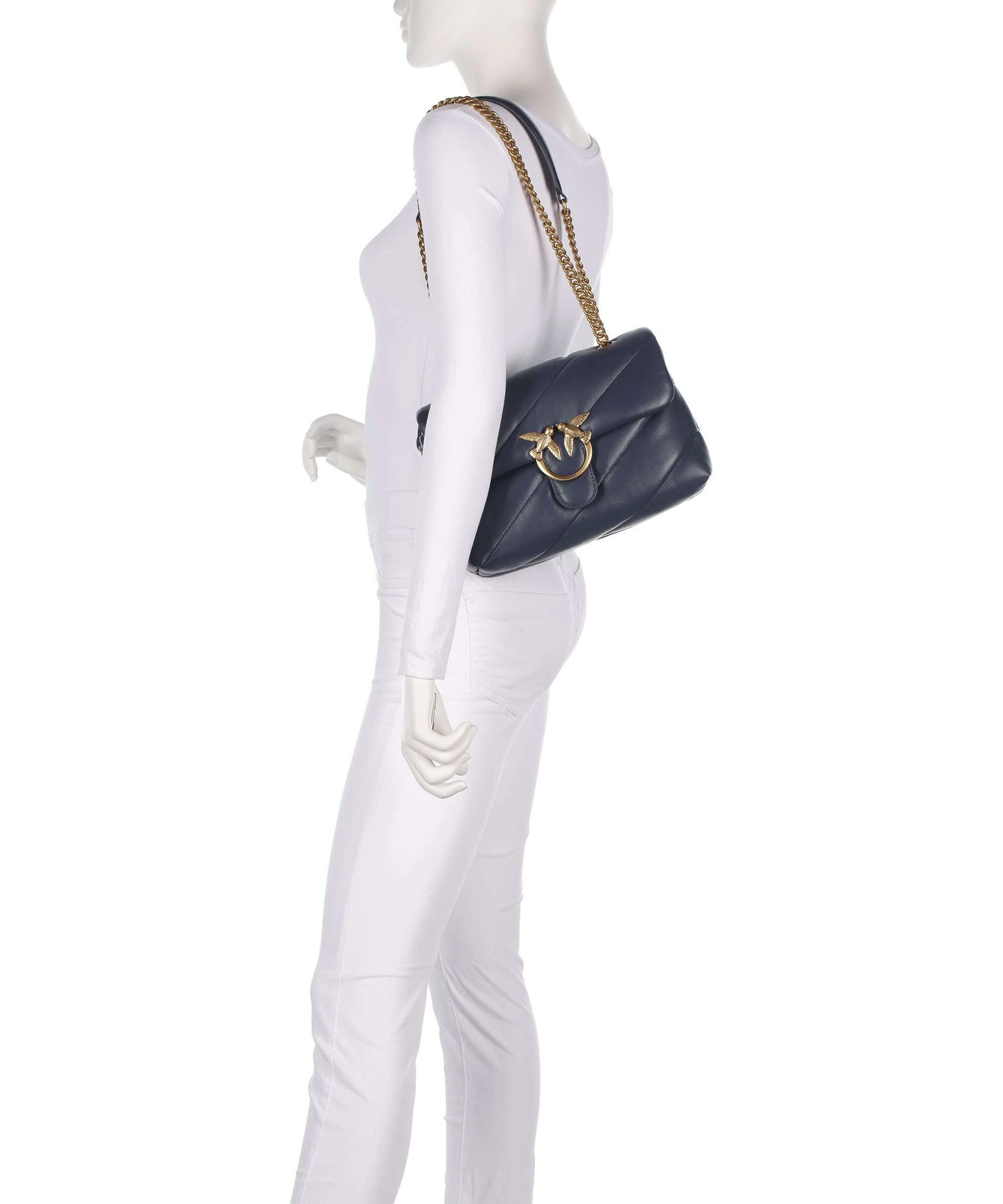 Pinko Love Puff Classic Shoulder bag blu indaco ombroso/antique gold - Image 4