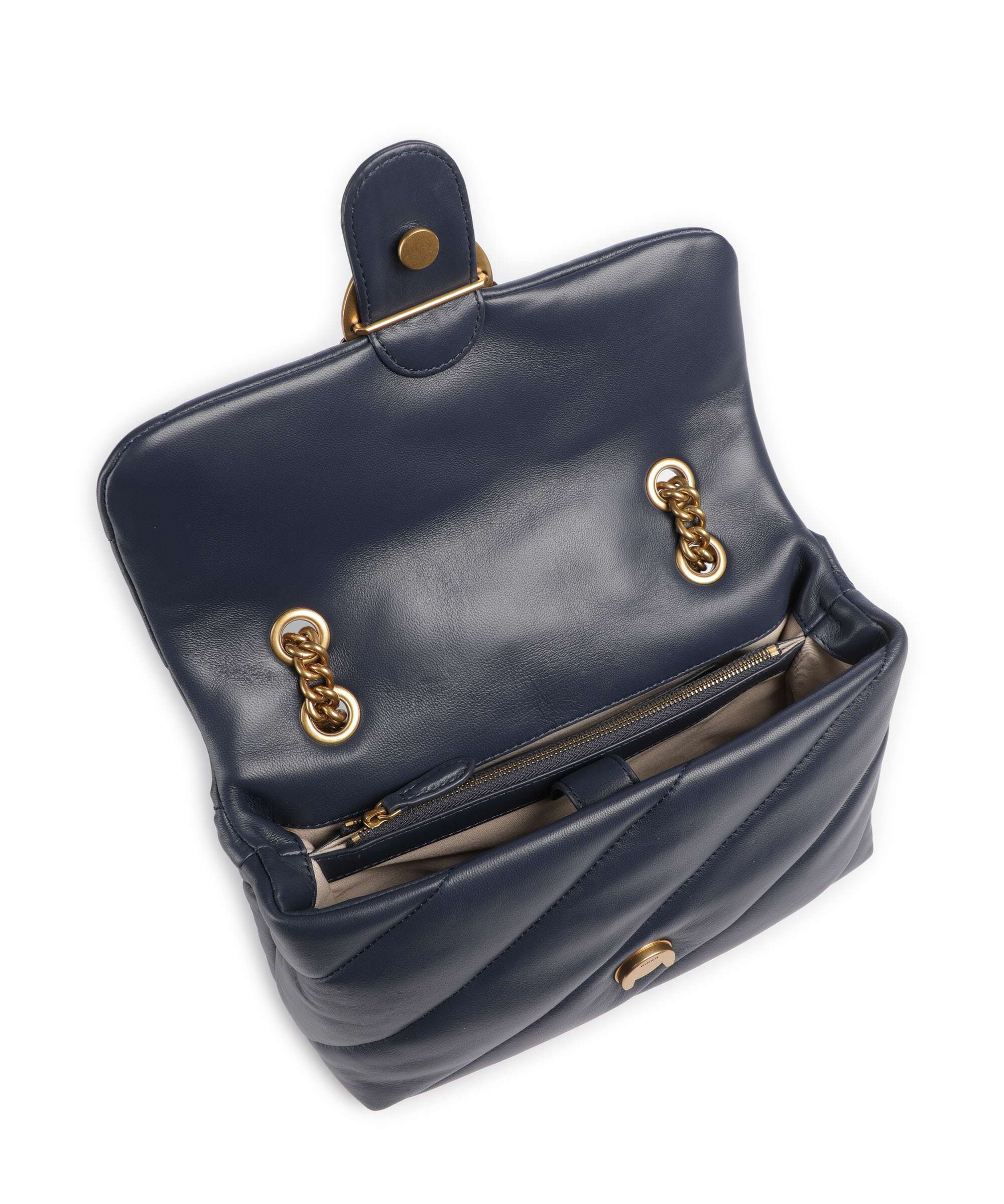Pinko Love Puff Classic Shoulder bag blu indaco ombroso/antique gold - Image 7