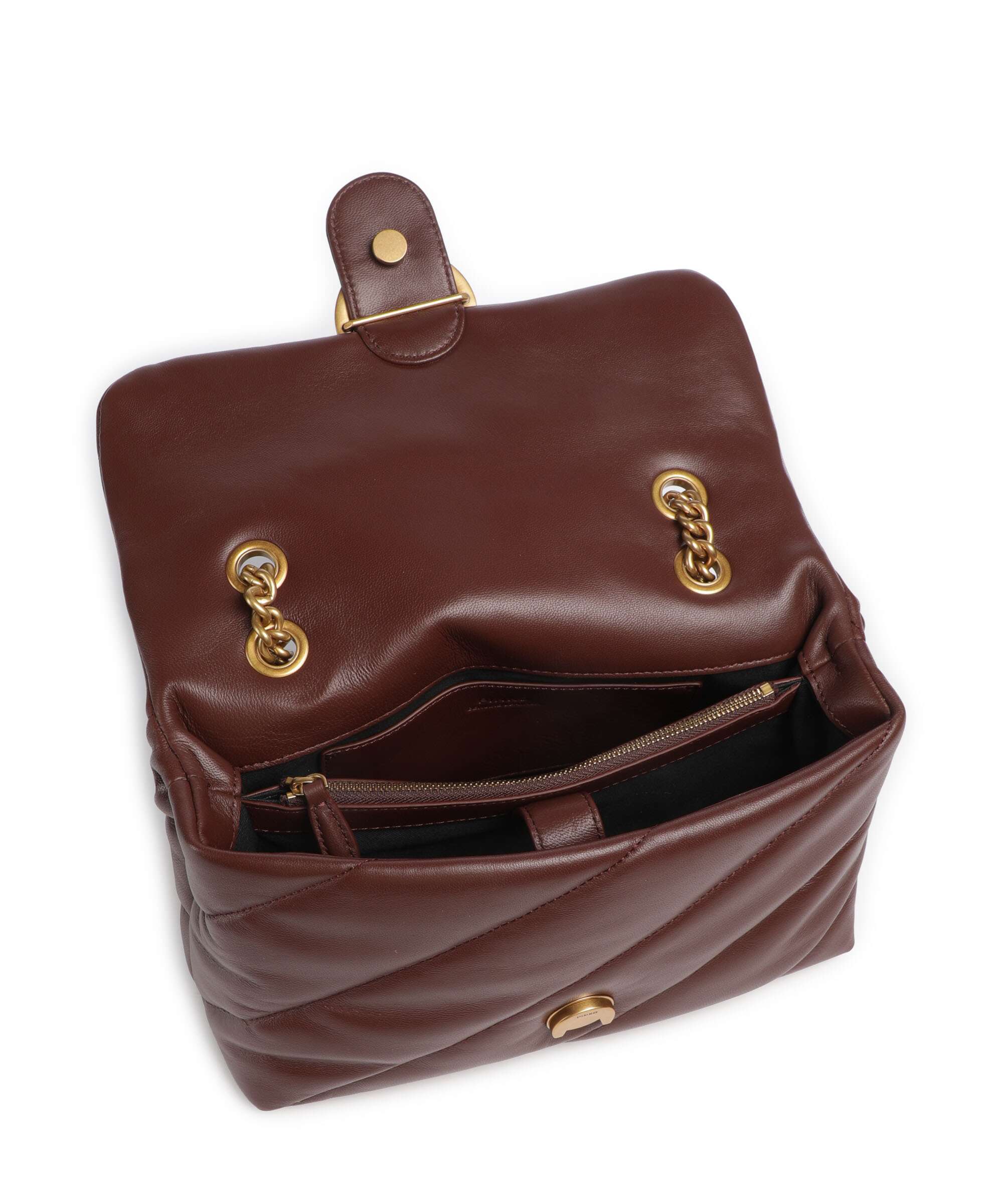 Pinko Love Puff Classic Shoulder bag rosso vino/antique gold - Image 7