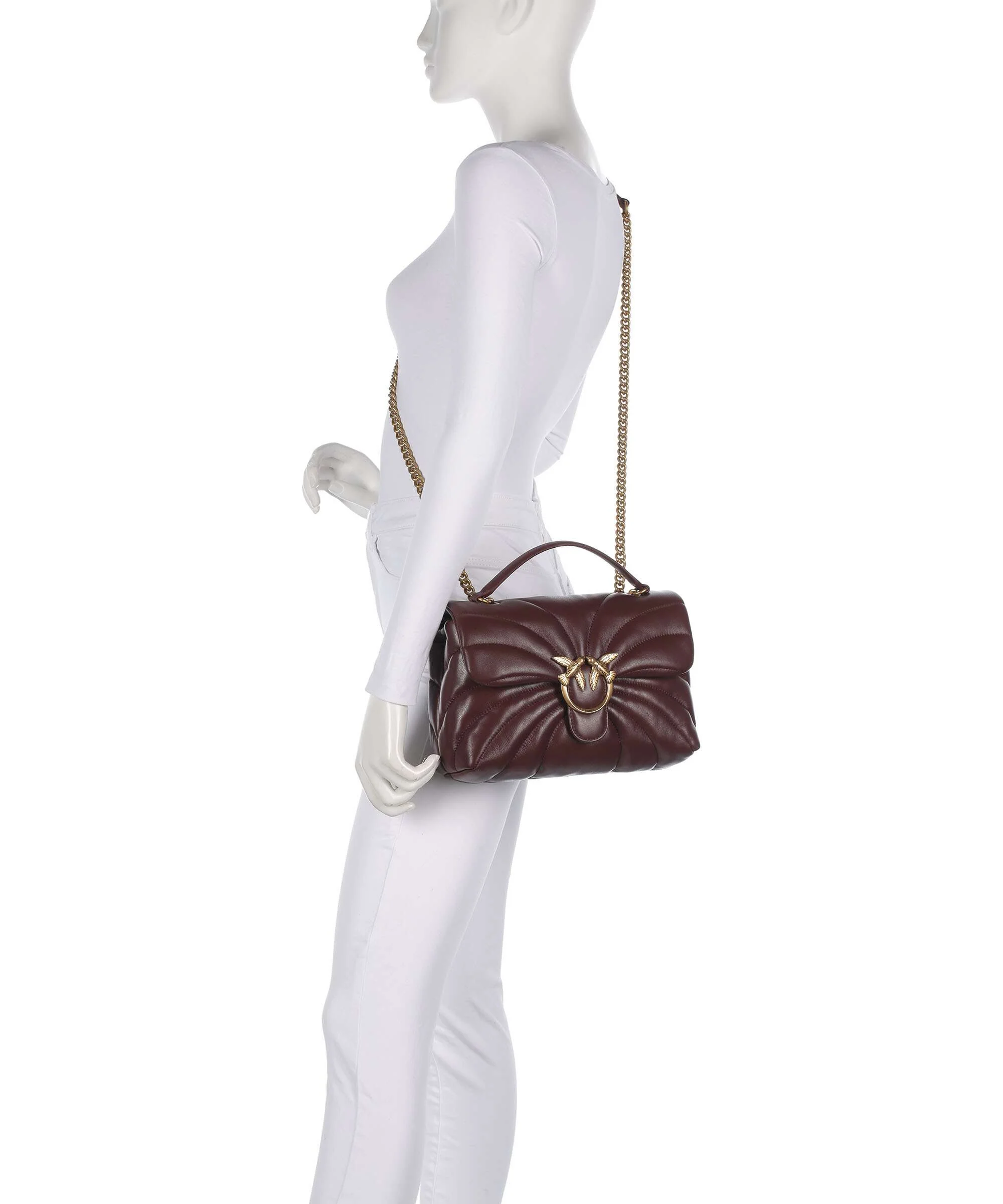 Pinko Love Puff Classic Shoulder bag burgundy wine/antique gold - Image 3