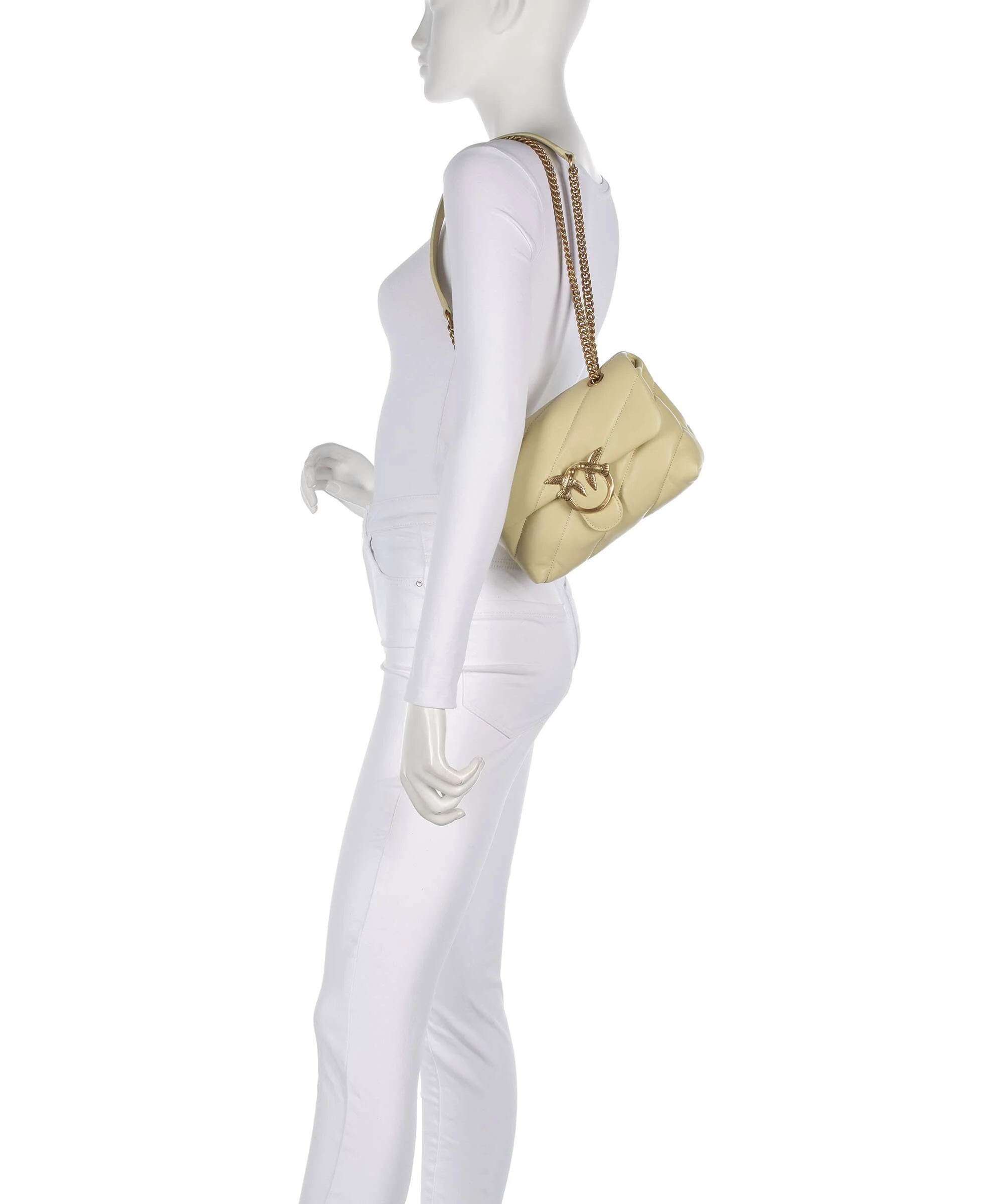 Pinko Love Puff Mini Shoulder bag giallo vaniglia/antique gold - Image 4