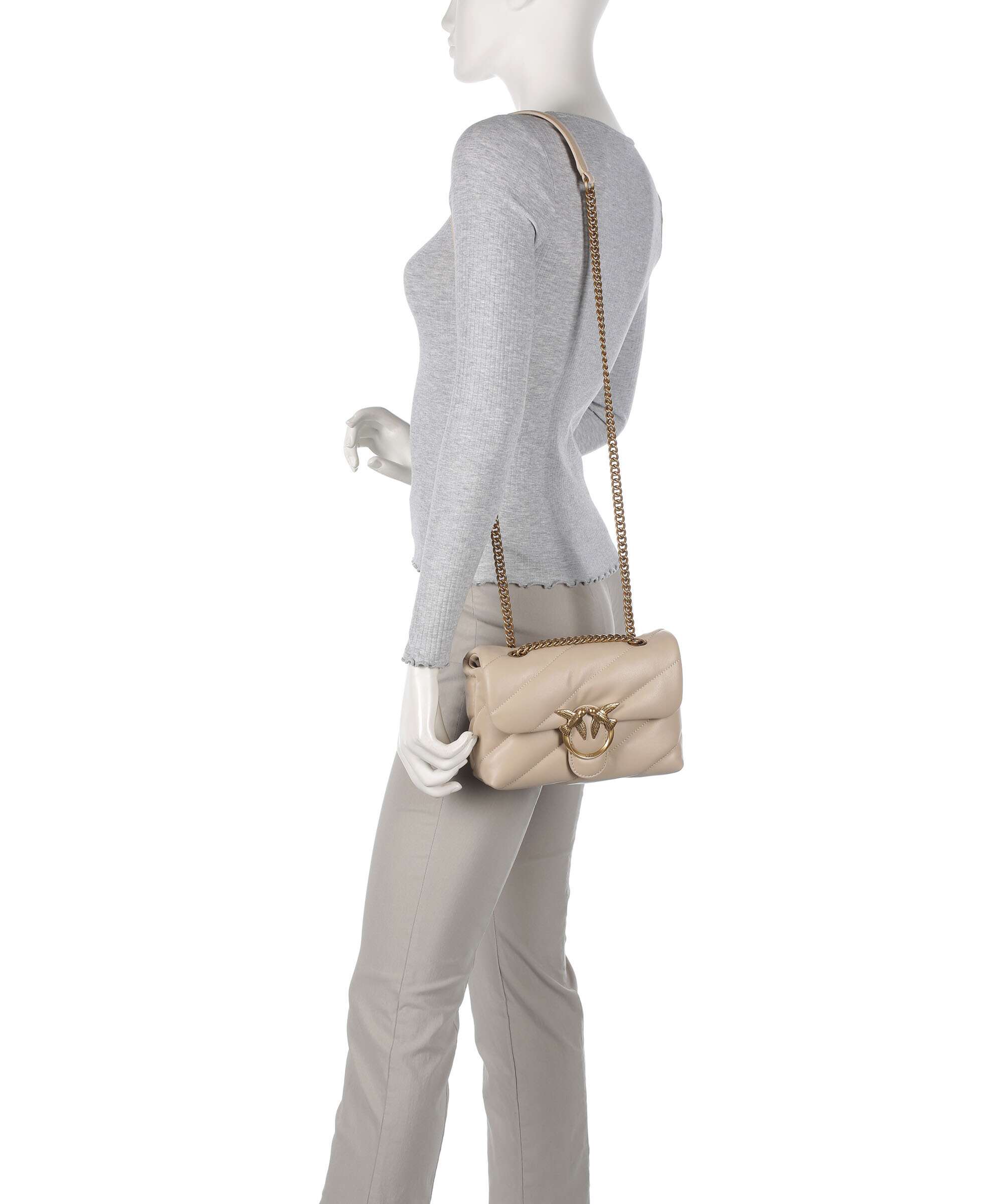 Pinko Love Puff Mini Shoulder bag beige/grigio fumo/antique gold - Image 3