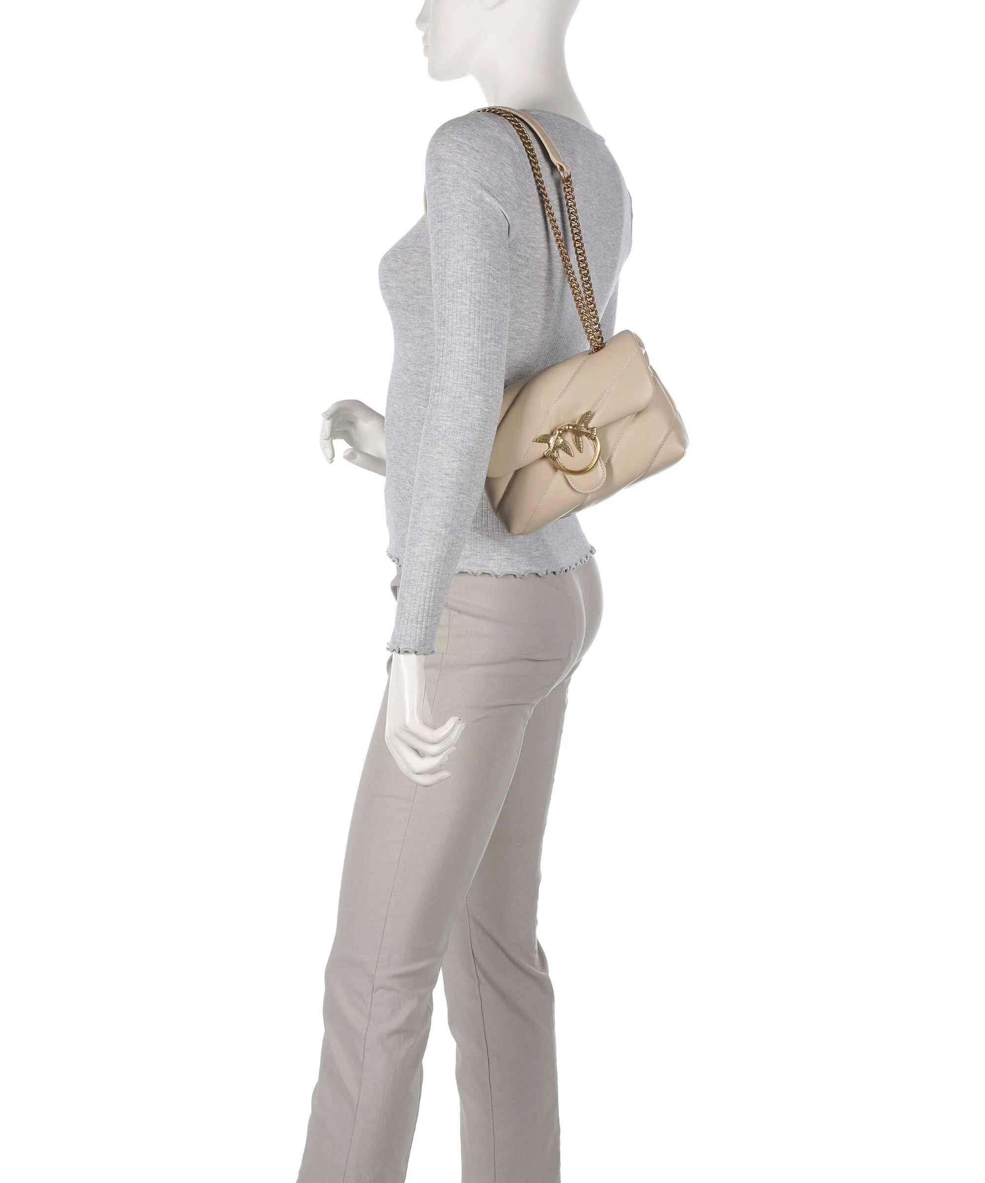 Pinko Love Puff Mini Shoulder bag beige/grigio fumo/antique gold - Image 4