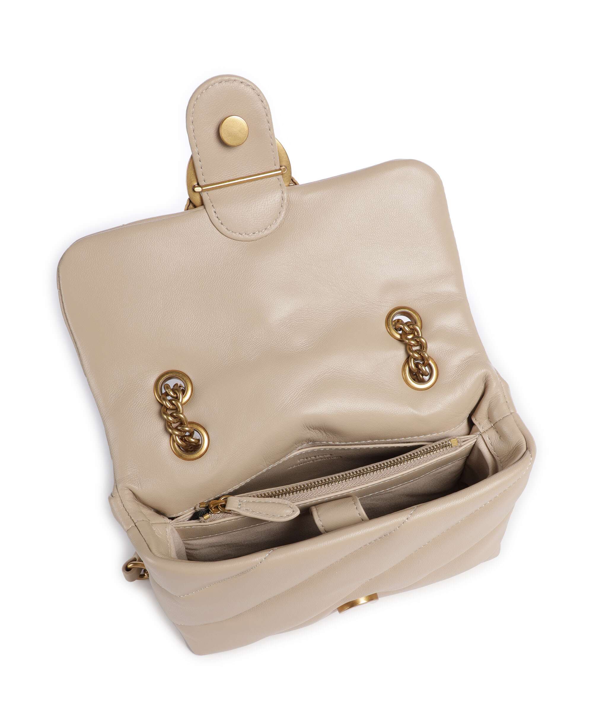 Pinko Love Puff Mini Shoulder bag beige/grigio fumo/antique gold - Image 7