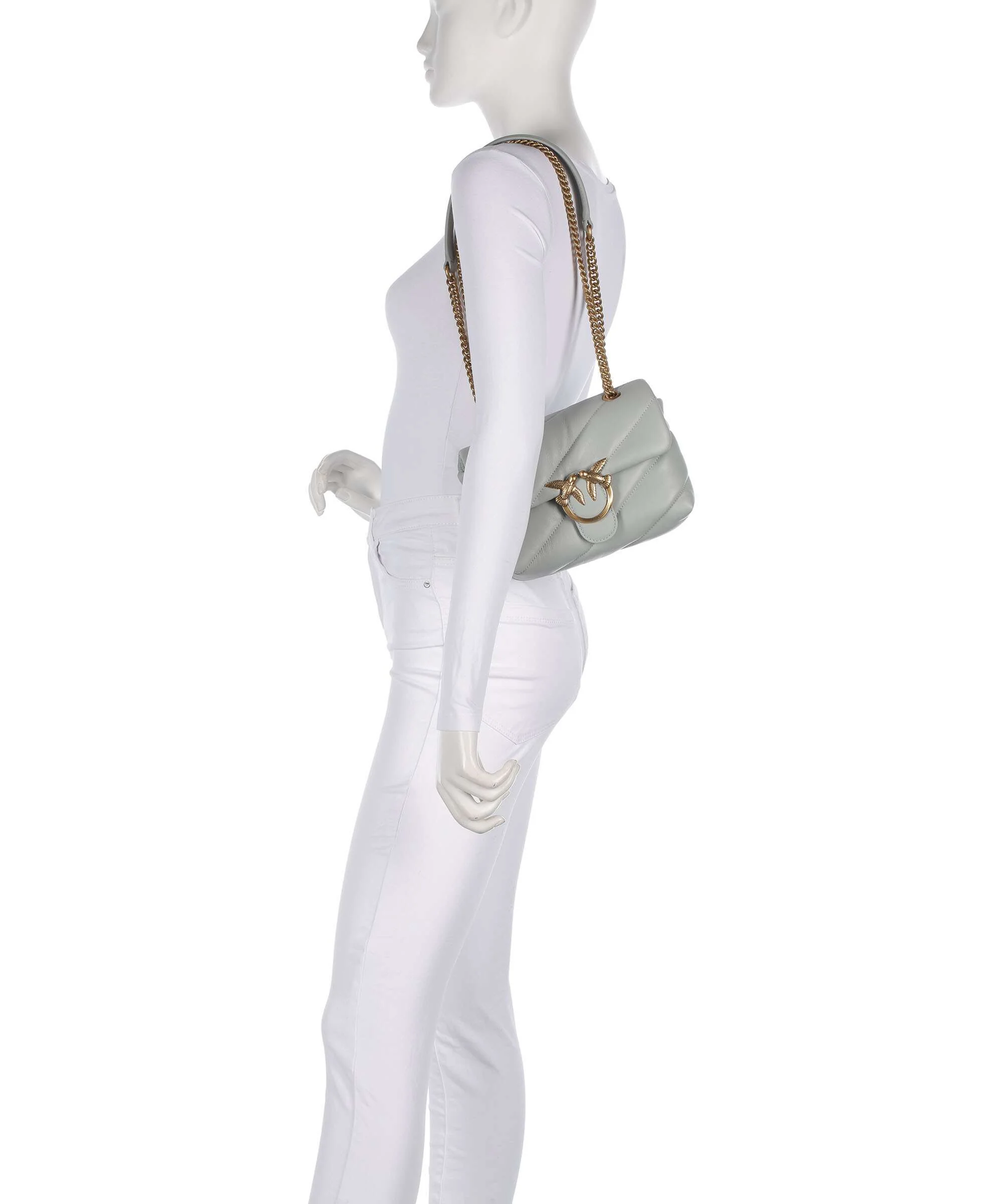 Pinko Love Puff Mini Shoulder bag grigio perla/antique gold - Image 3