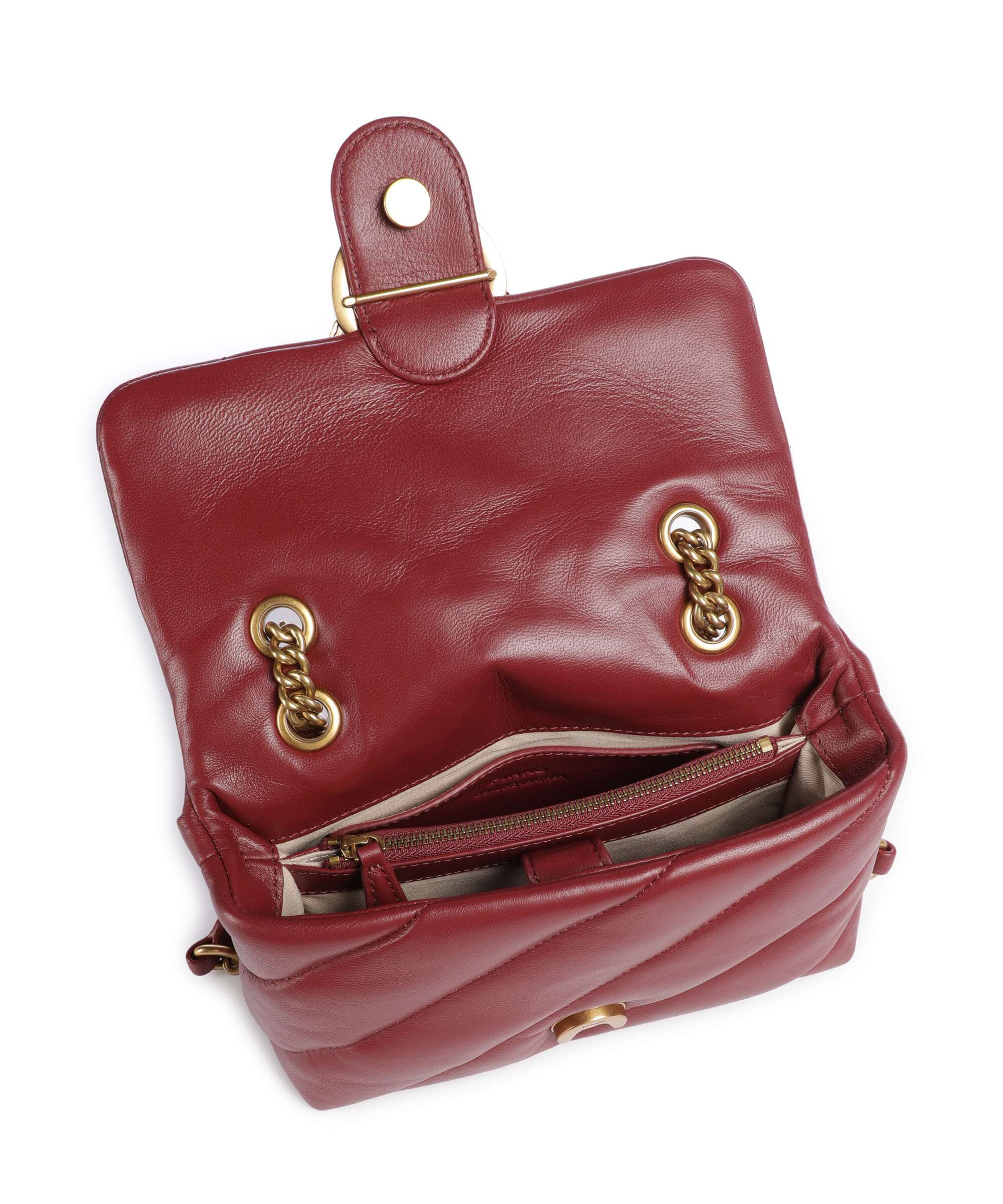 Pinko Love Puff Mini Shoulder bag bordeaux merlot/antique gold - Image 7