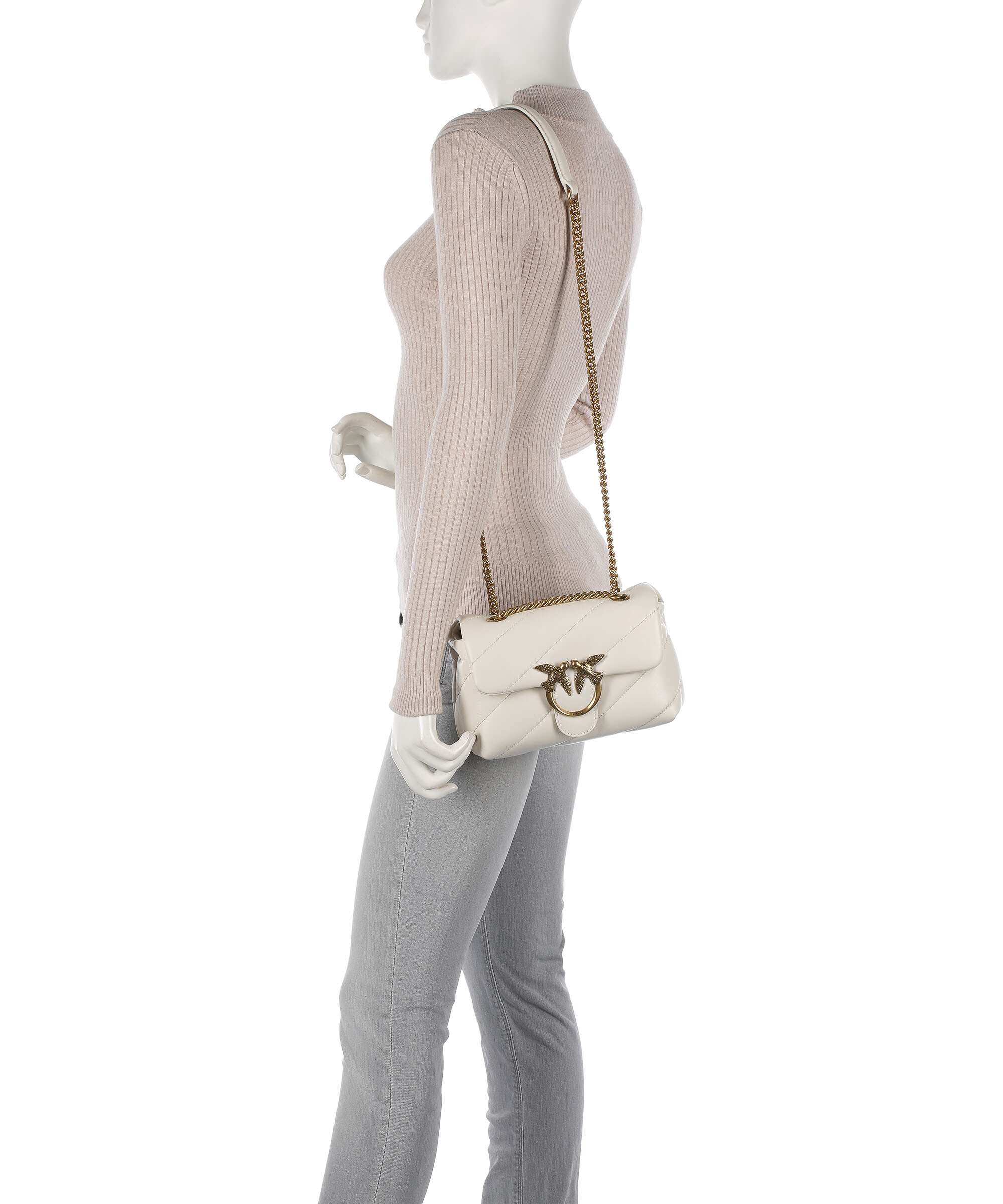 Pinko Love Puff Mini Shoulder bag bianco seta/antique gold - Image 3